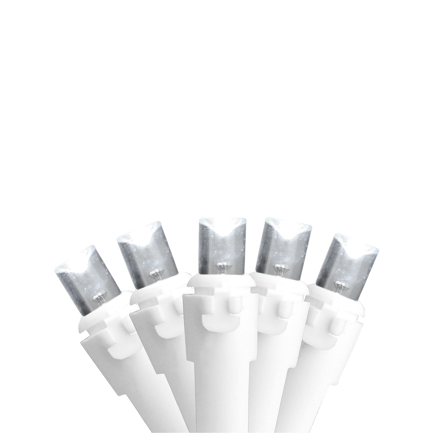 50 White LED Wide Angle Christmas String Lights - 16.25 ft White Wire