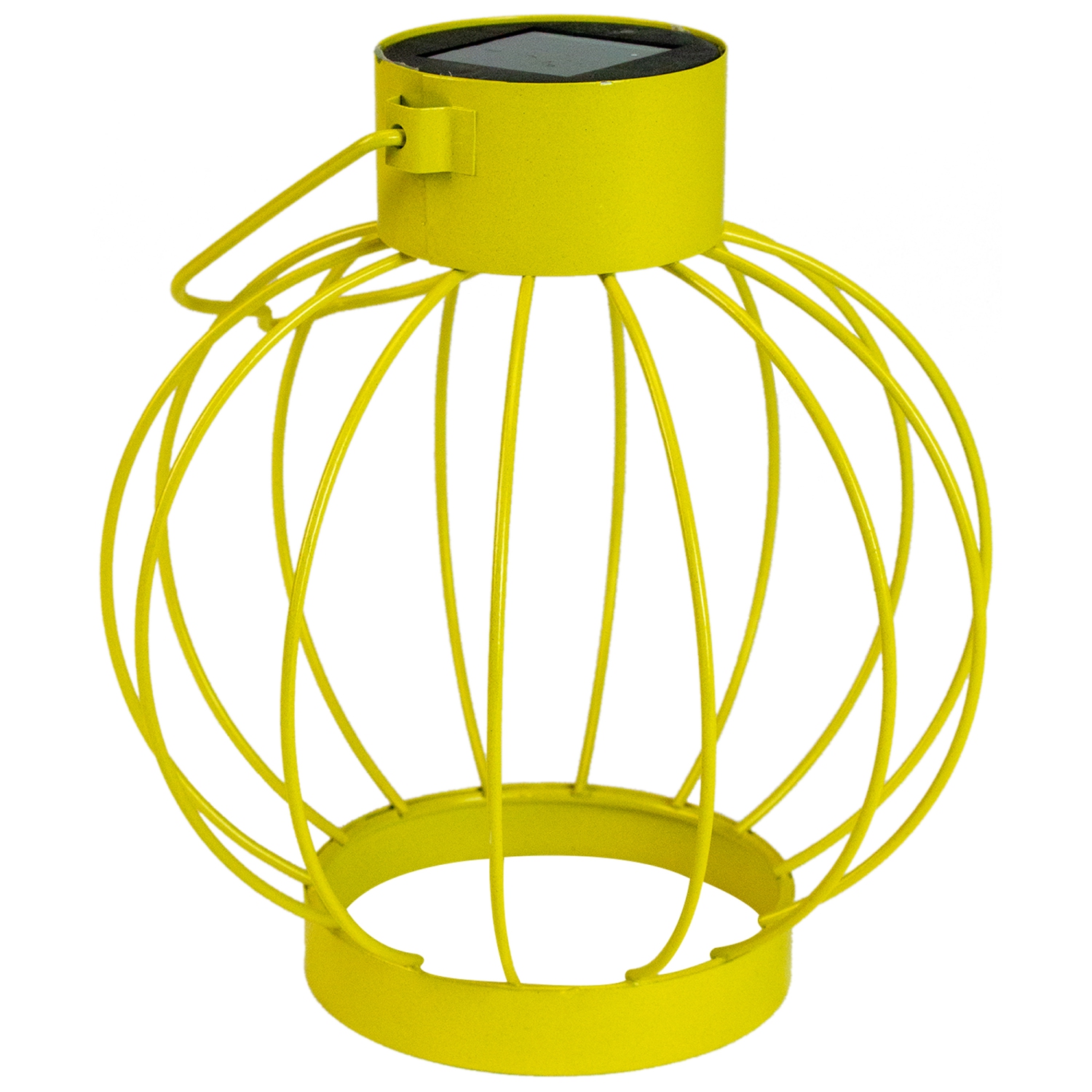 6.5" Yellow Outdoor Hanging LED Solar Lantern with Handle