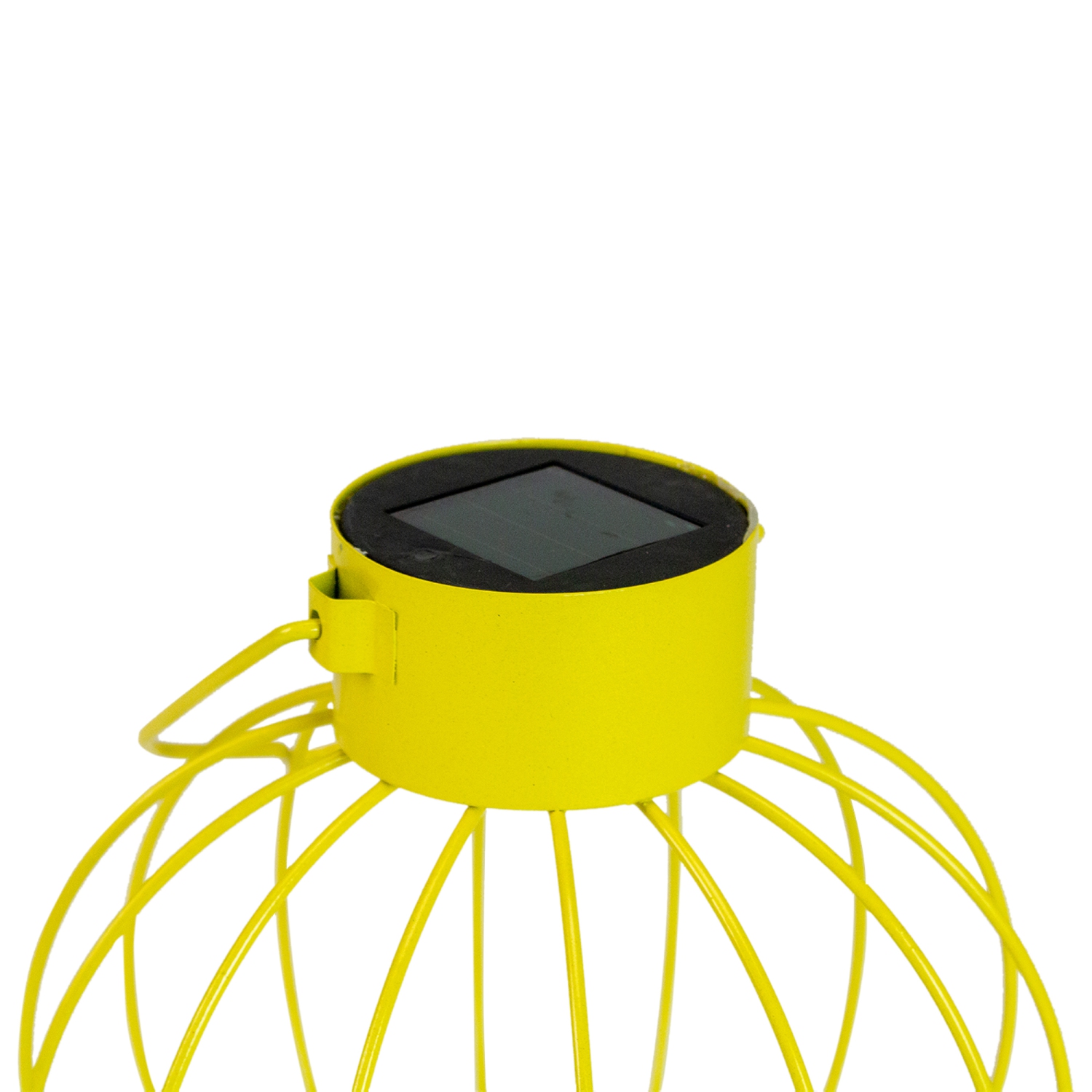 6.5" Yellow Outdoor Hanging LED Solar Lantern with Handle