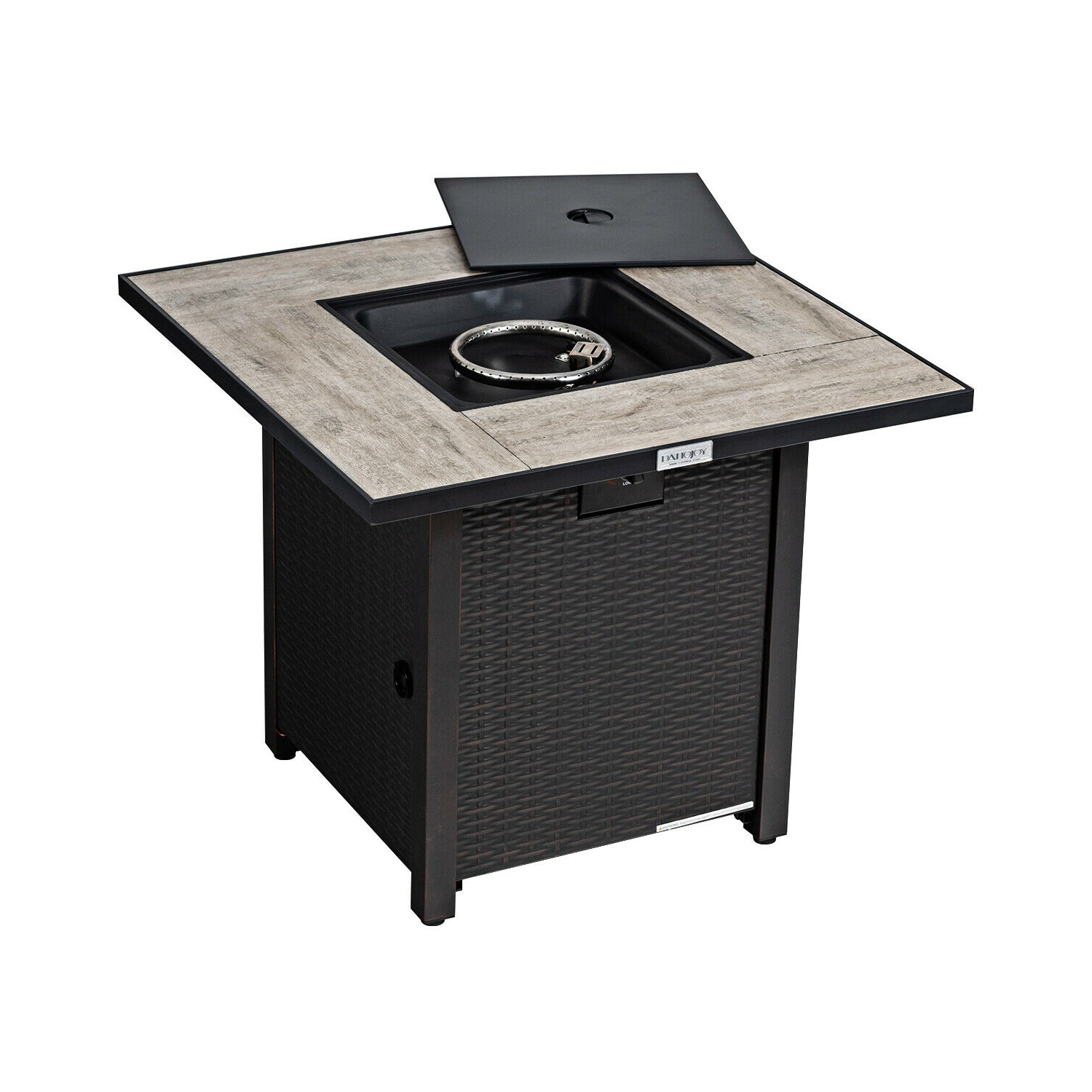 30 Inch Square Propane Gas Fire Pit Table Ceramic Tabletop