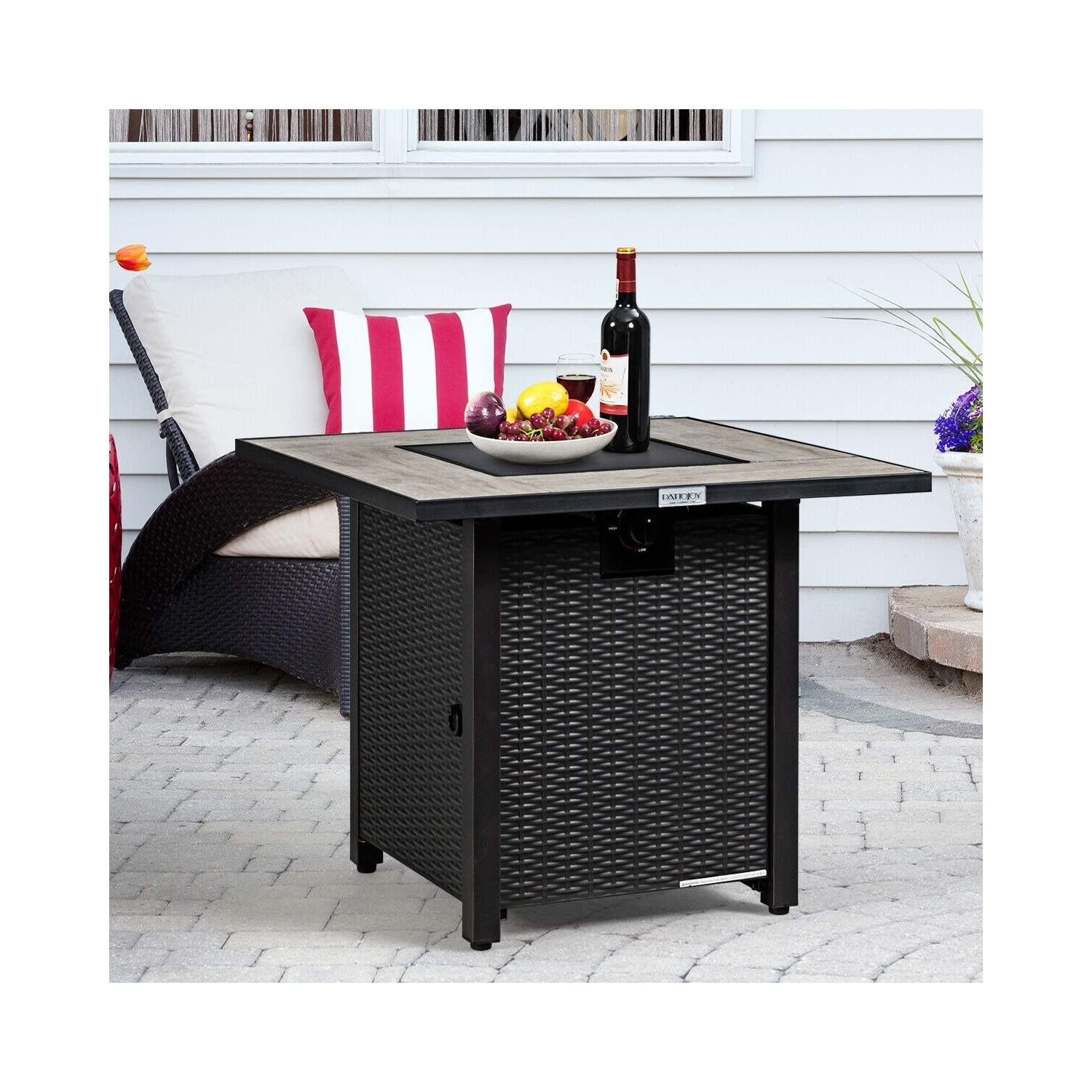 30 Inch Square Propane Gas Fire Pit Table Ceramic Tabletop