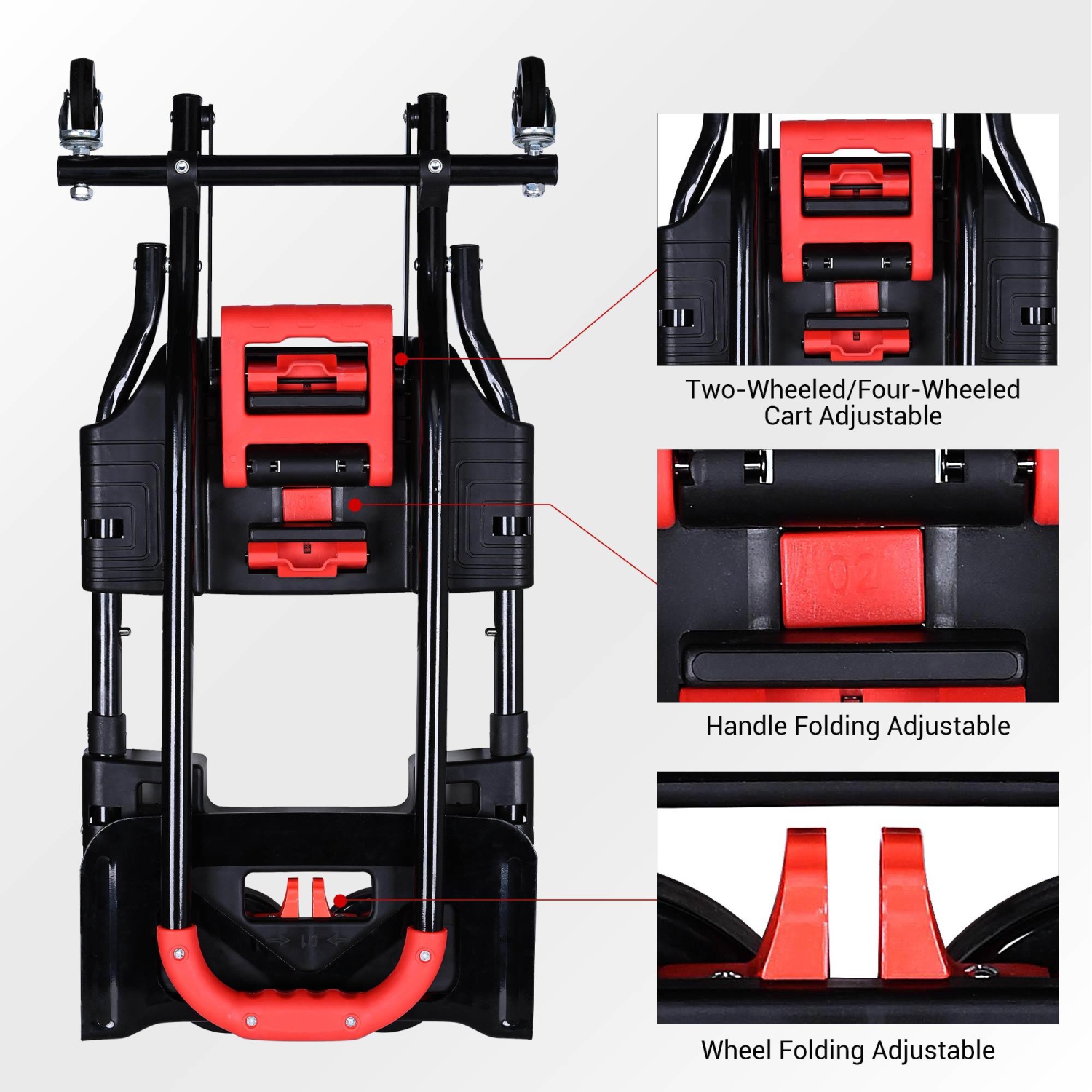 PrimeCables Heavy Duty Folding Hand Truck 265lbs Capacity, Portable Multi-Position Dolly Cart with 4 Wheels