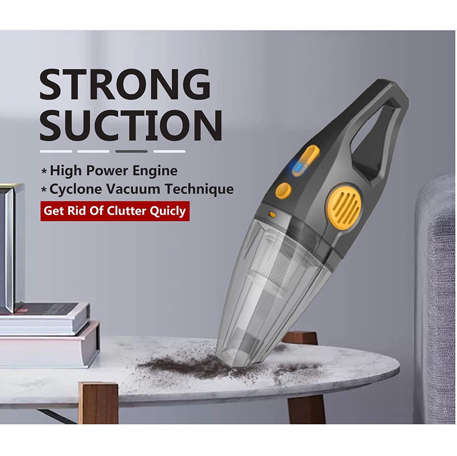NIERBO Upgrade Aspirateur portable sans fil rechargeable 12000PA-14000PA haute puissance avec affichage de puissance pour voiture, maison, bureau,
