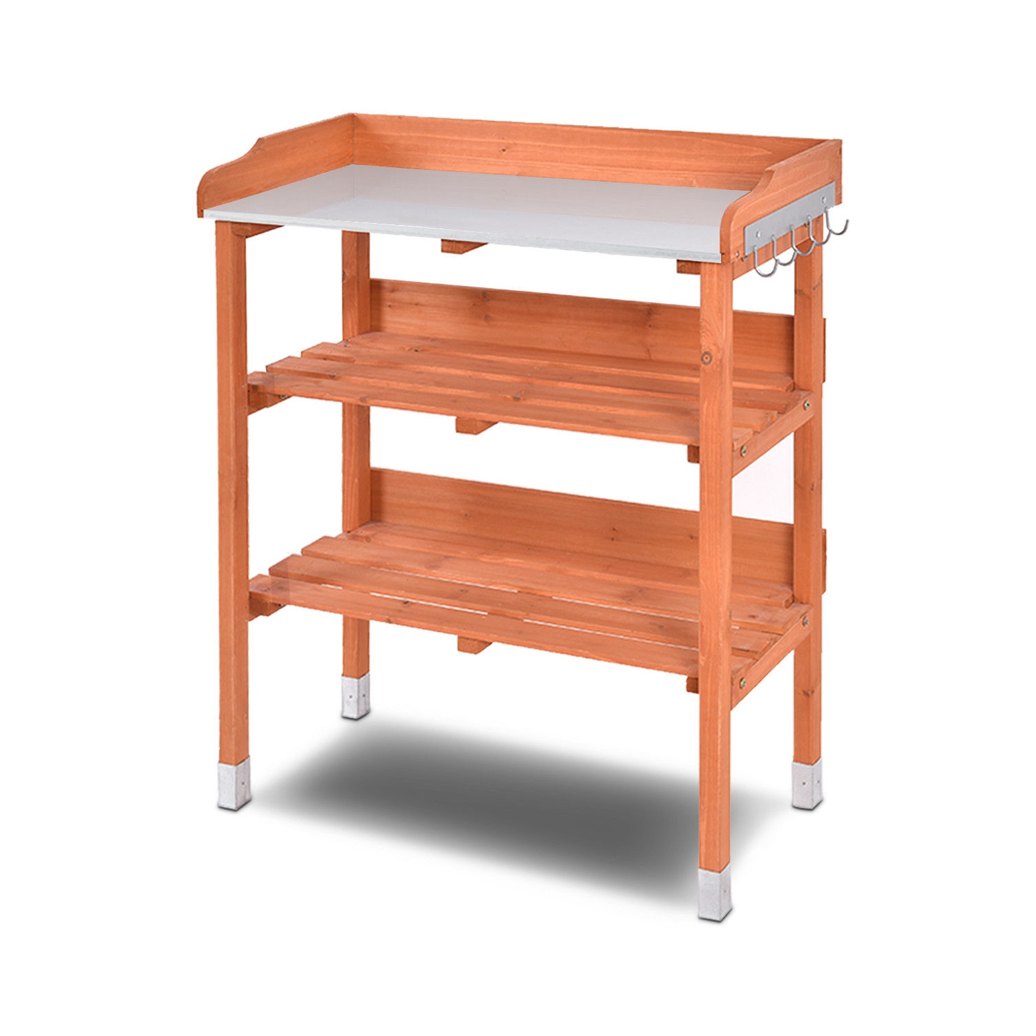 Garden Wooden Potting Bench Work Station with Hook