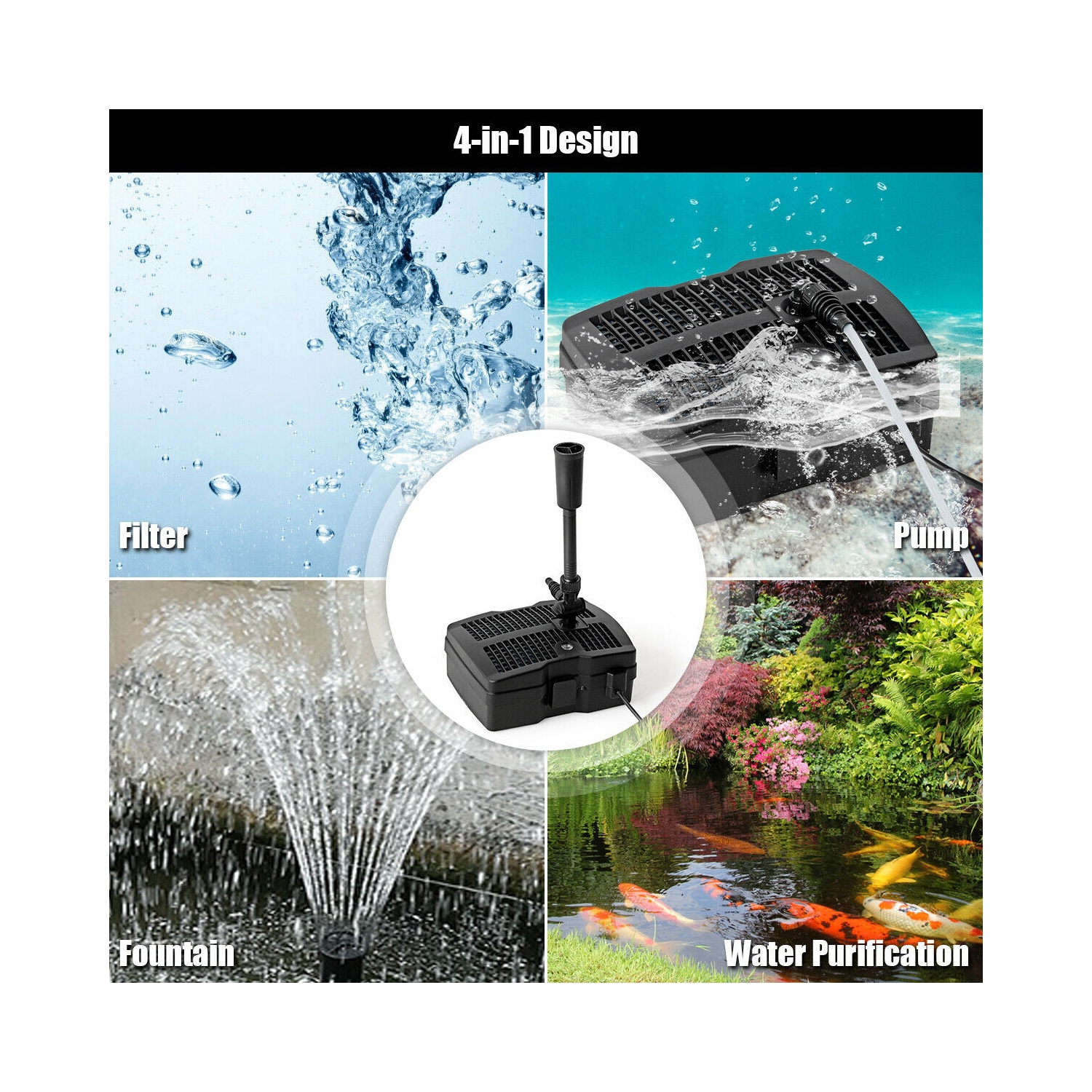 All-in One 660 GPH Pond Filter 9W UV Sterilizer with Pump Fountain Kits