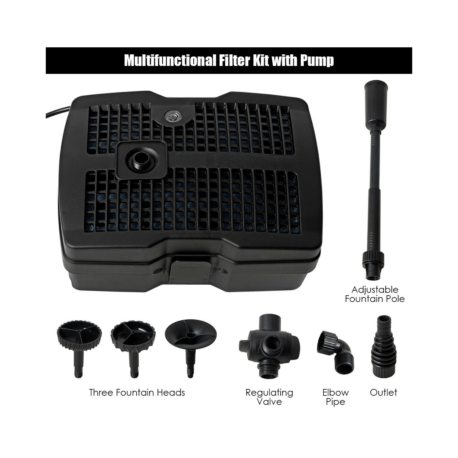 All-in One 660 GPH Pond Filter 9W UV Sterilizer with Pump Fountain Kits