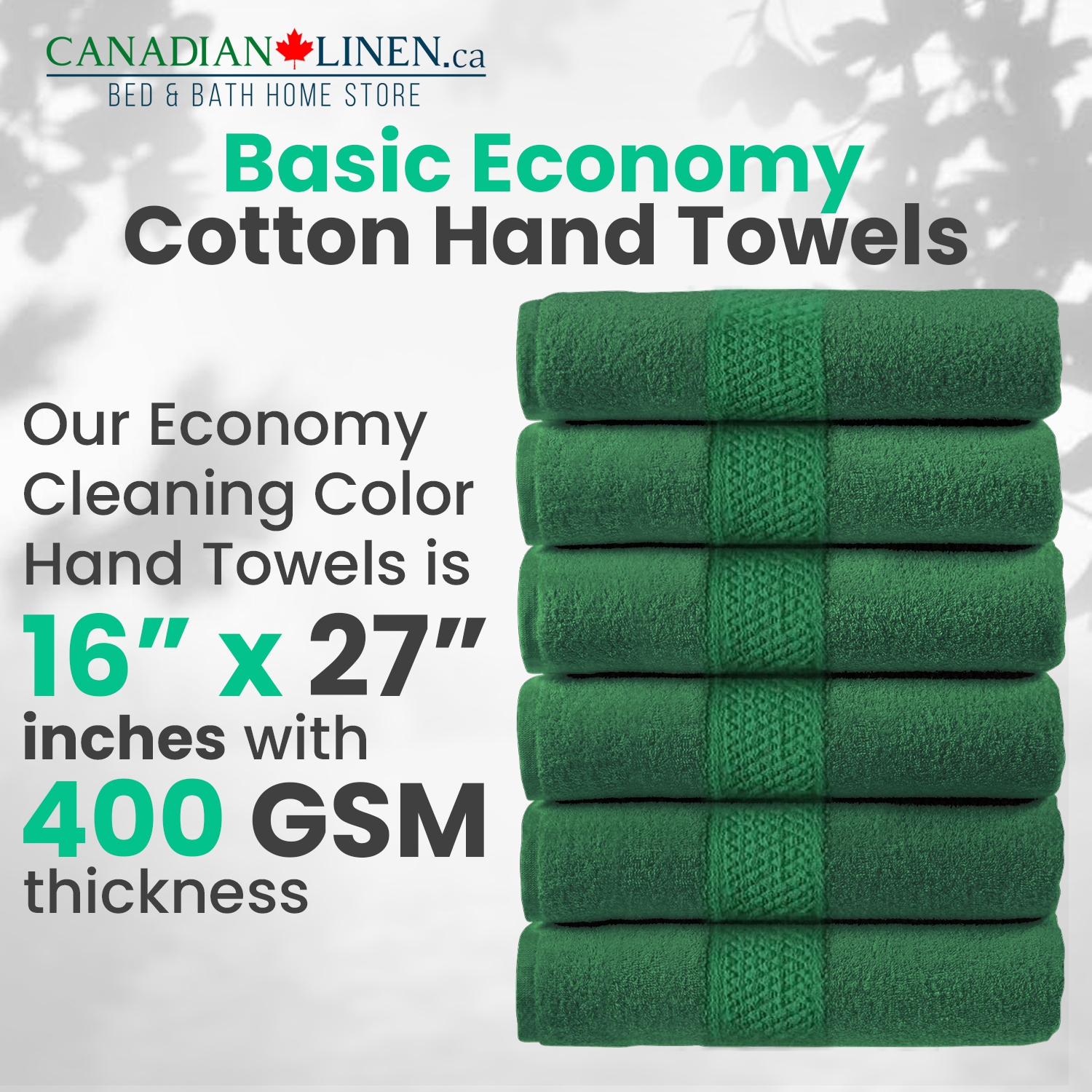 Essuie-mains couleur économique en lin canadien, 16 x 27 po, doux absorbant, nettoyage rapide du salon de coiffure, serviette de cuisine Spa, vert,