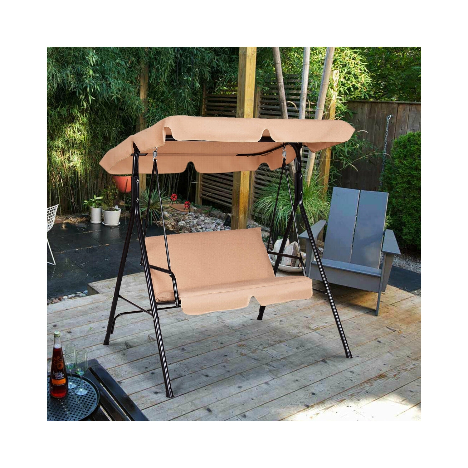 Outdoor Canopy Swing 2 Person Weather Resistant for Garden and Lawn