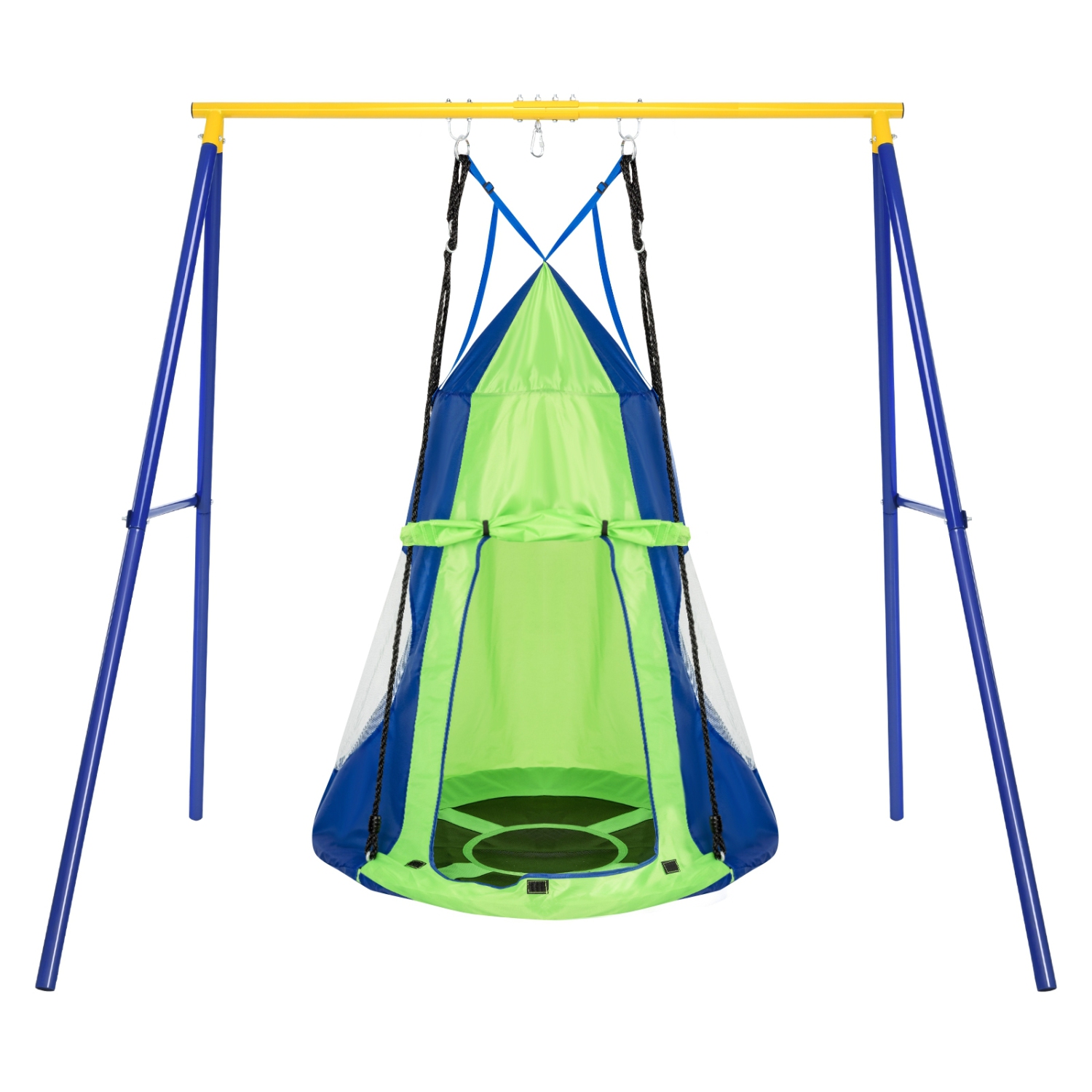 Chaise suspendue pour enfants 2-en-1 40, ensemble tente pivotante amovible - Vert