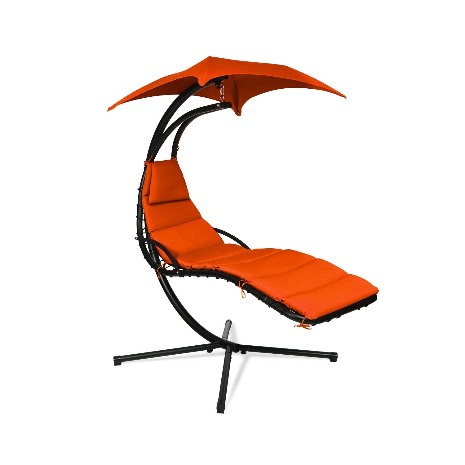 Chaise longue suspendue avec support et coussin pour l'extérieur