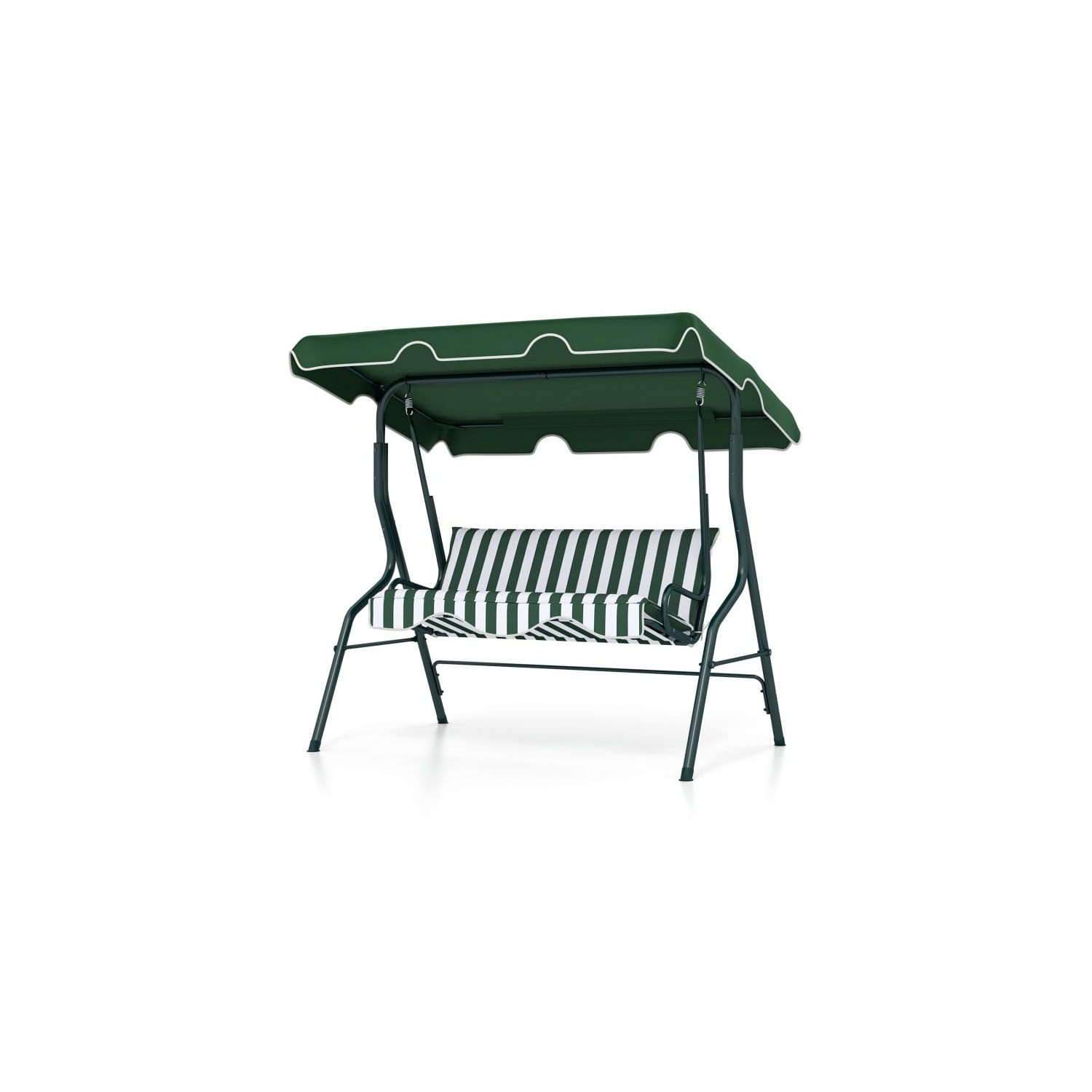 3 Seat Outdoor Patio Canopy Swing with Cushioned Steel Frame