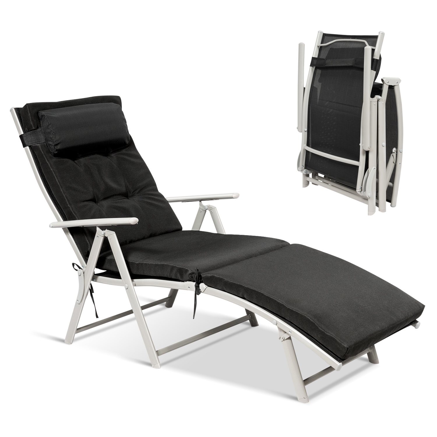 Adjustable Folding Chaise Lounge Chair - Lightweight Outdoor Recliner