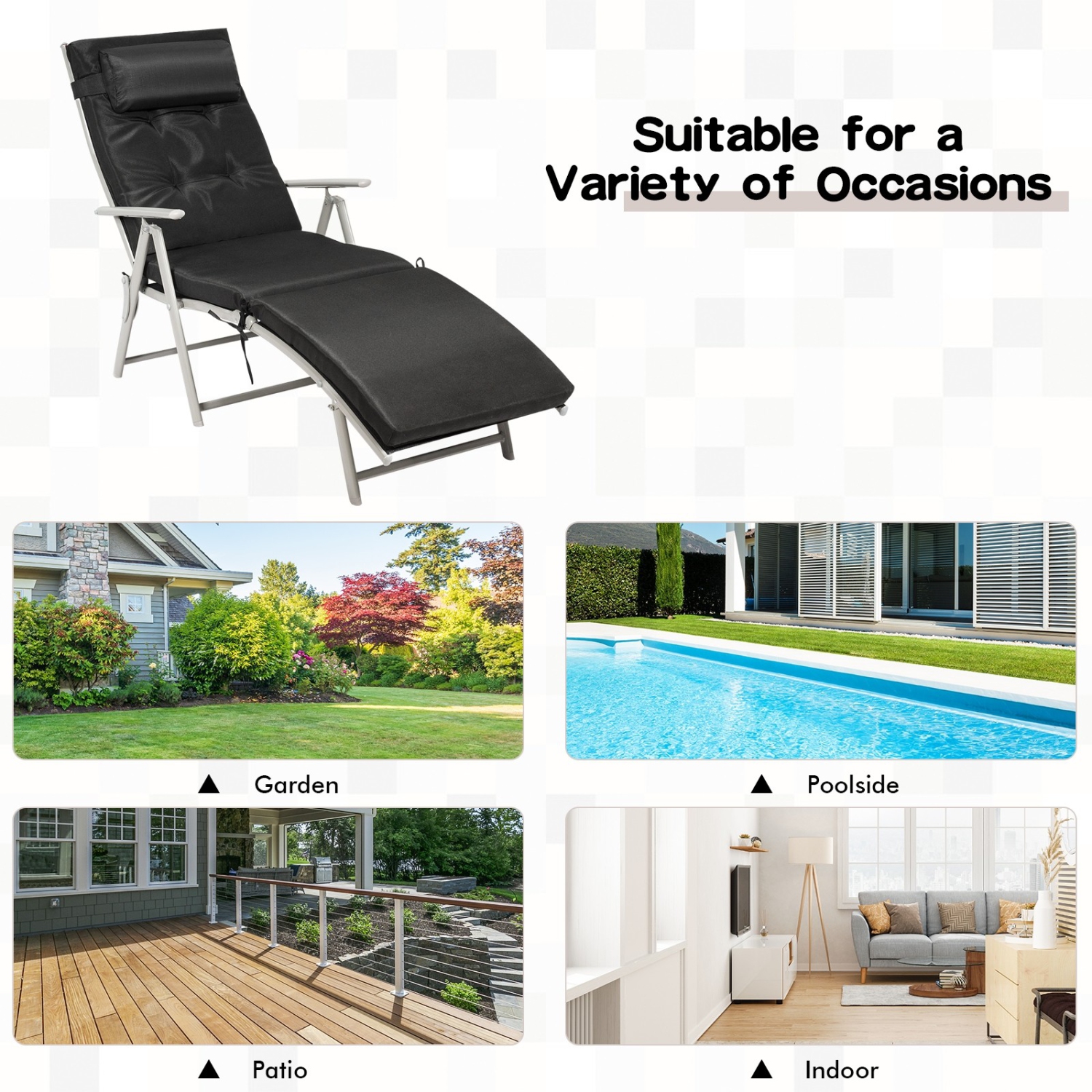 Adjustable Folding Chaise Lounge Chair - Lightweight Outdoor Recliner