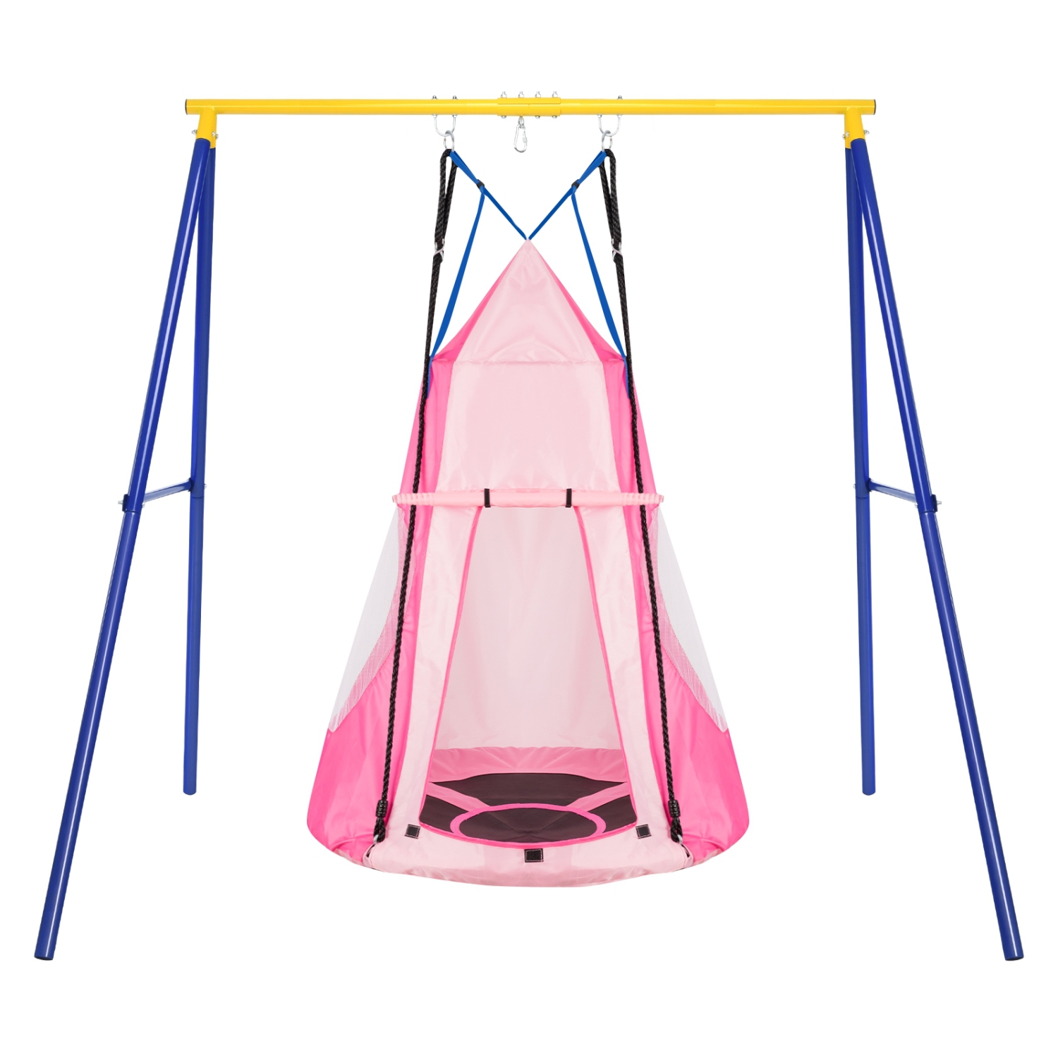 2-in-1 40 Inch Kids Hanging Chair Detachable Swing Tent Set-Pink