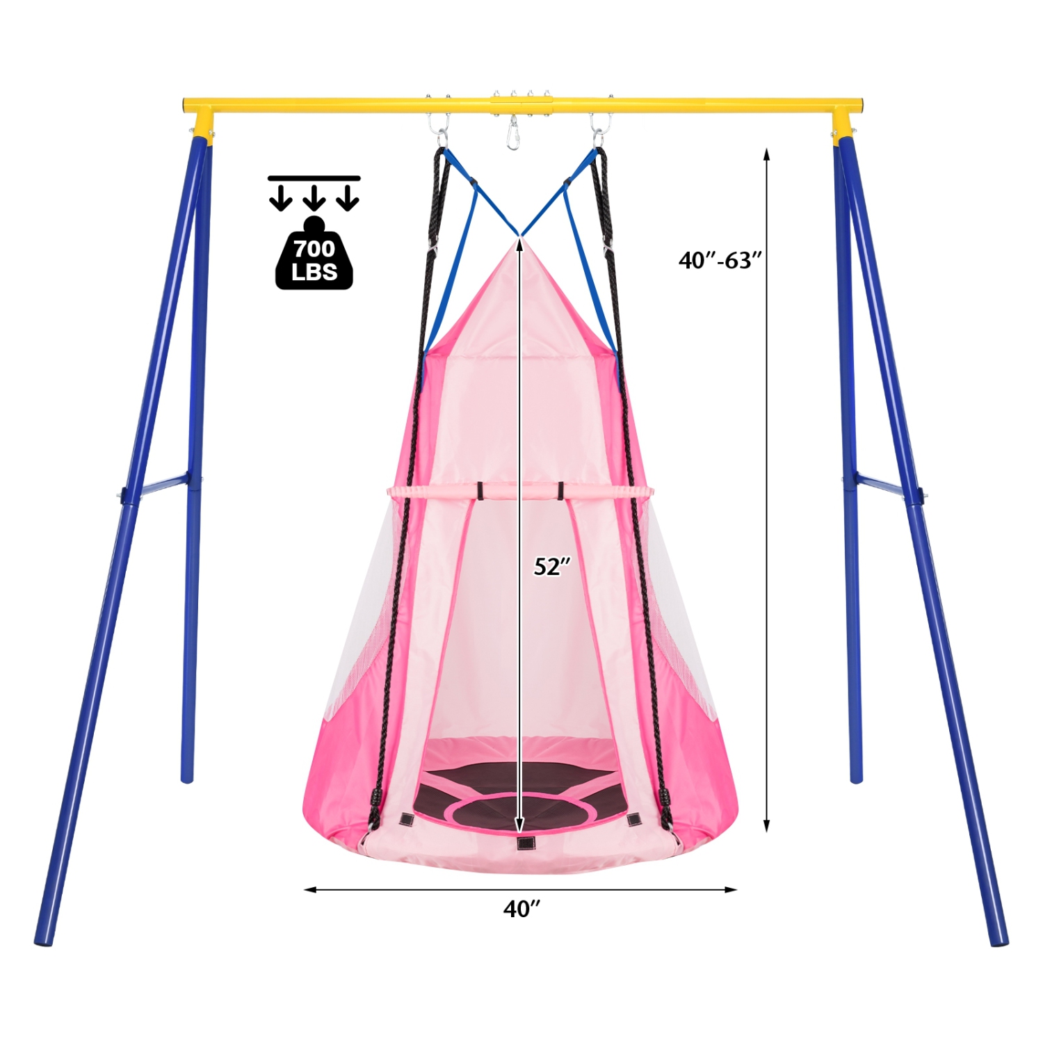 2-in-1 40 Inch Kids Hanging Chair Detachable Swing Tent Set-Pink