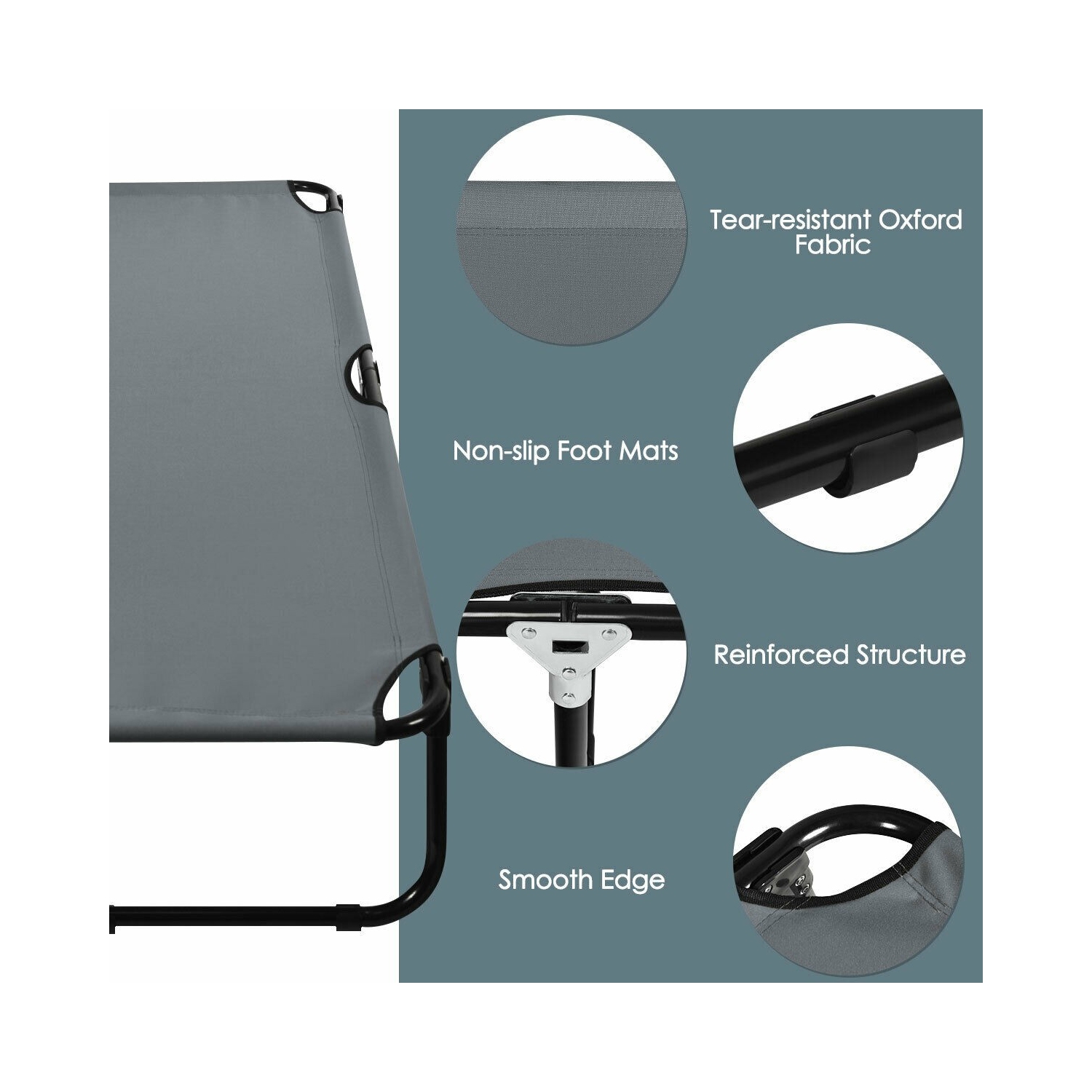 Outdoor Folding Camping Bed for Sleeping Hiking Travel-Gray