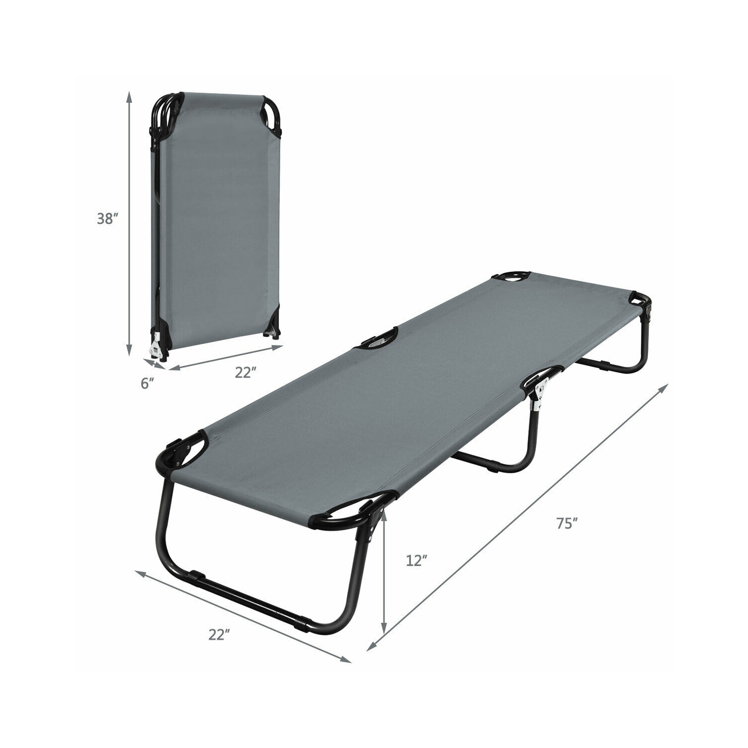 Outdoor Folding Camping Bed for Sleeping Hiking Travel-Gray