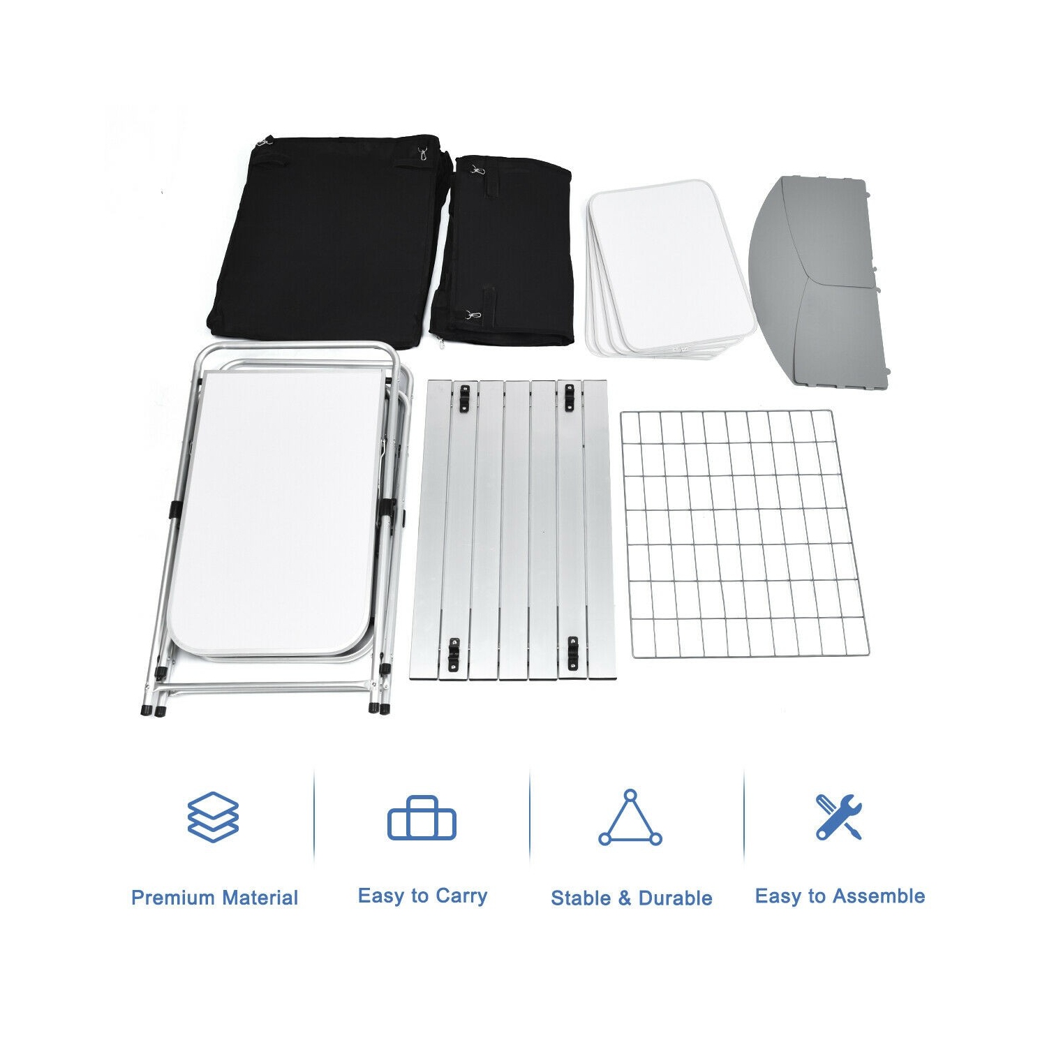 Table de camping pliante avec rangement