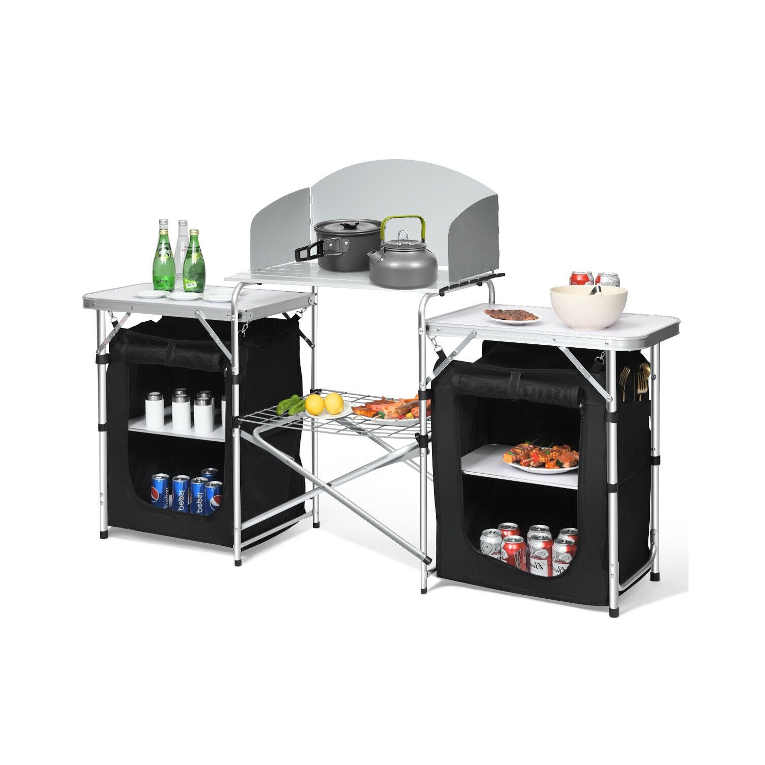 Table de camping pliante avec rangement