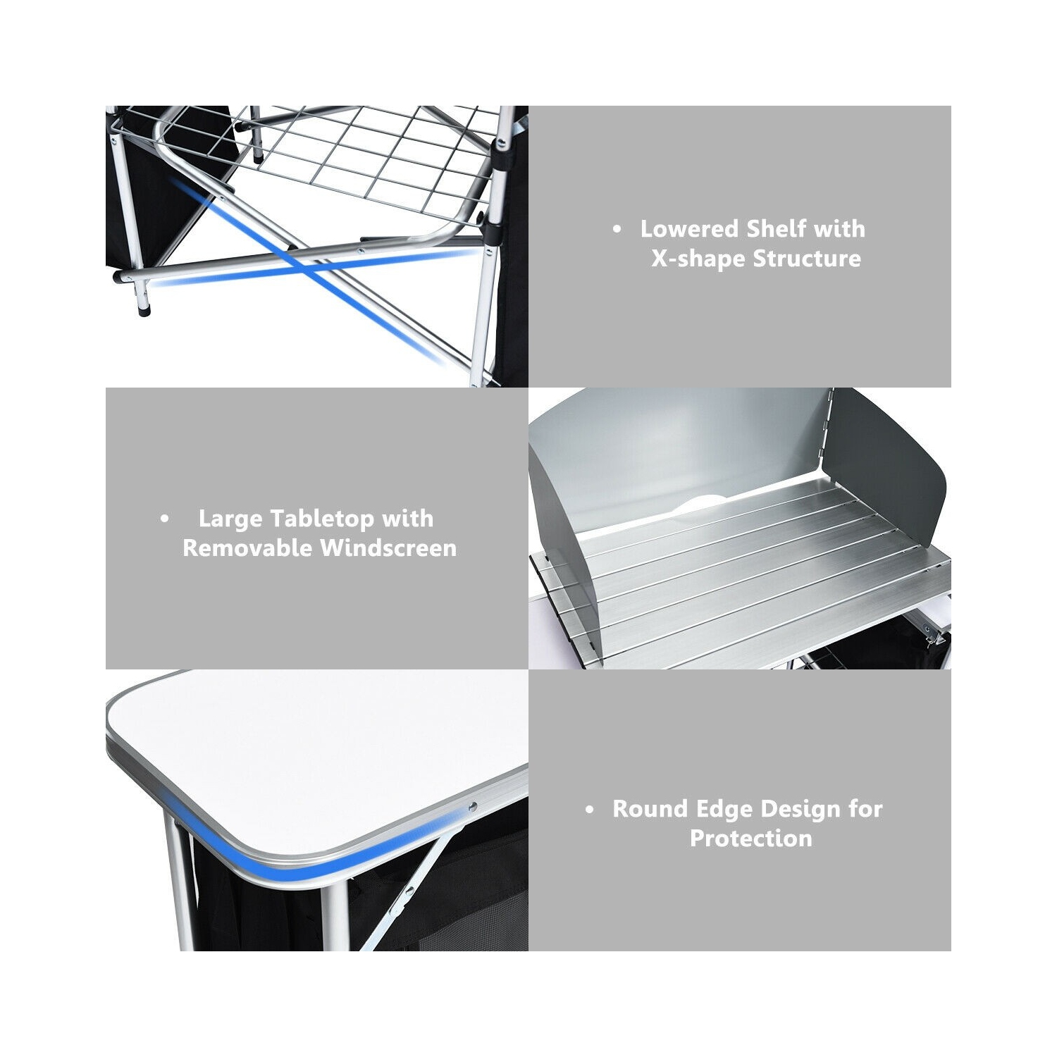 Table de camping pliante avec rangement