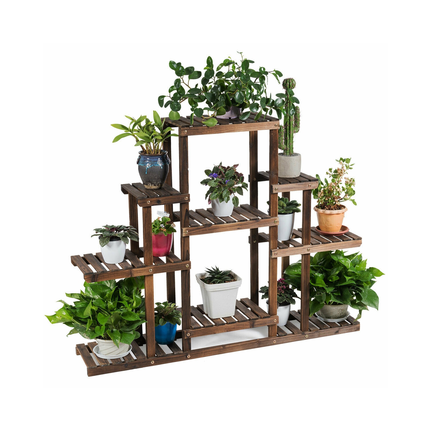 6-Tier Flower Wood Stand Plant Display Rack Storage Shelf