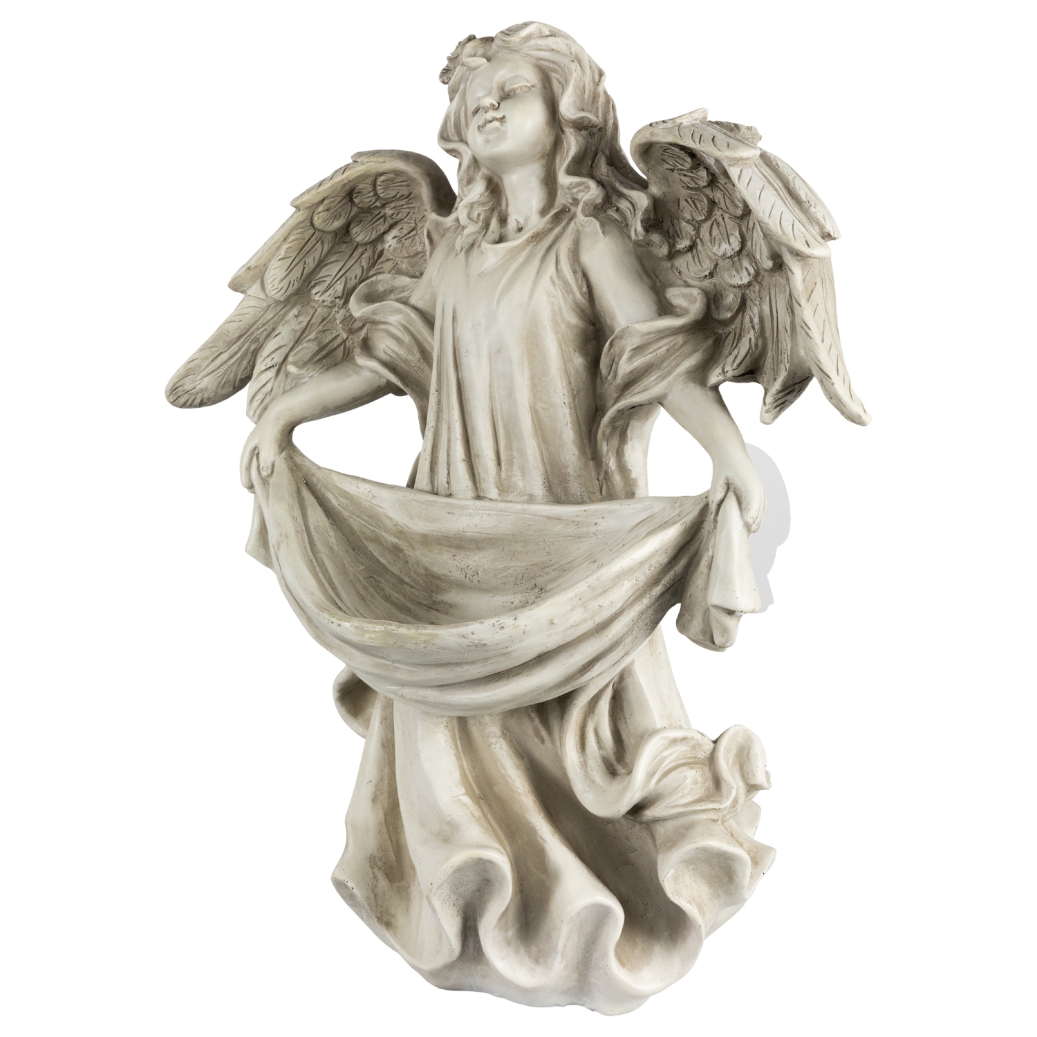18.5" Serene Angel Bird Feeder Outdoor Garden Statue