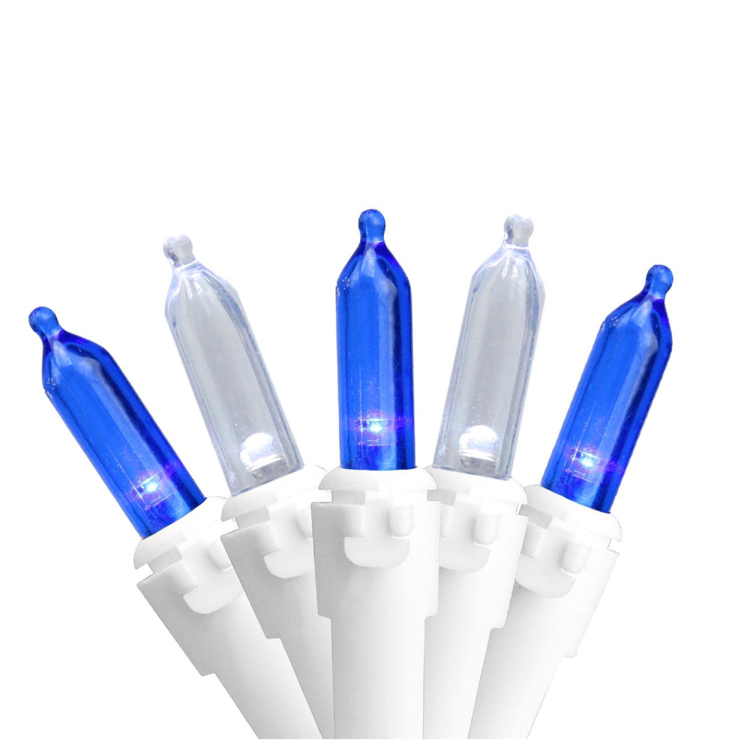 Mini-lumières de Noël à DEL bleues et blanches, fil blanc de 16,6 pi, paq. 50
