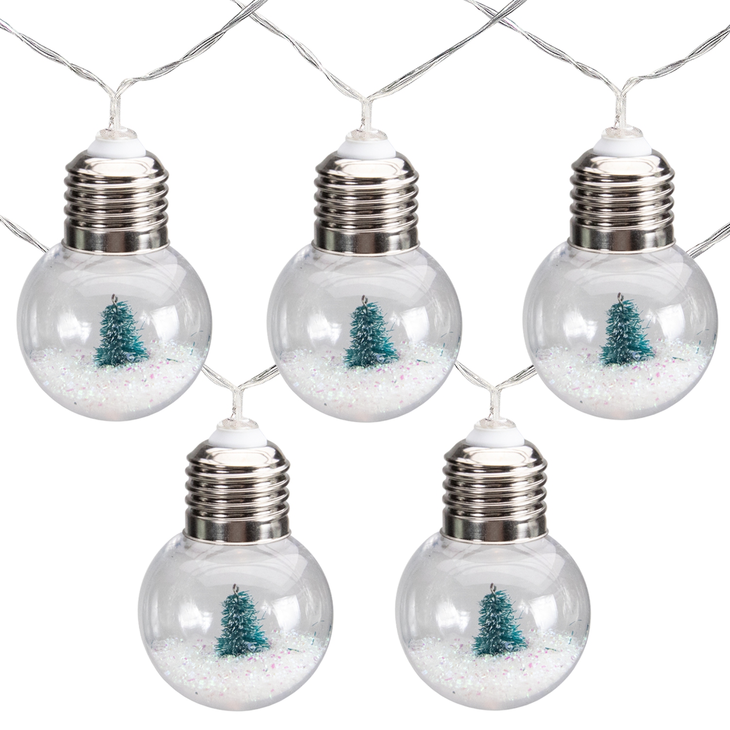 10 Count B/O LED Warm White Bulb with Tree Christmas Lights - 3.25 Foot Clear Wire