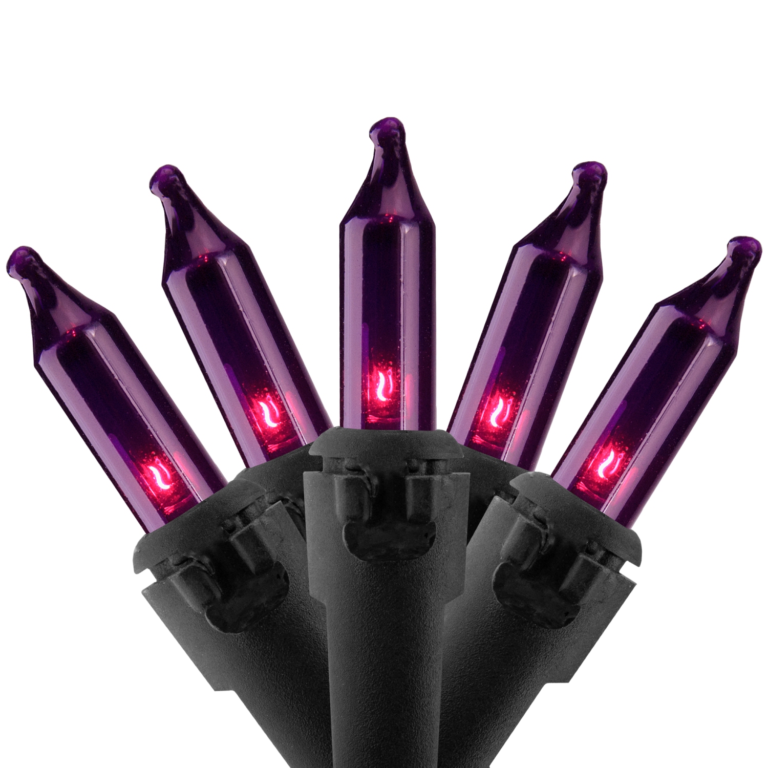 35-Count Purple Mini Christmas Lights, 7ft Black Wire