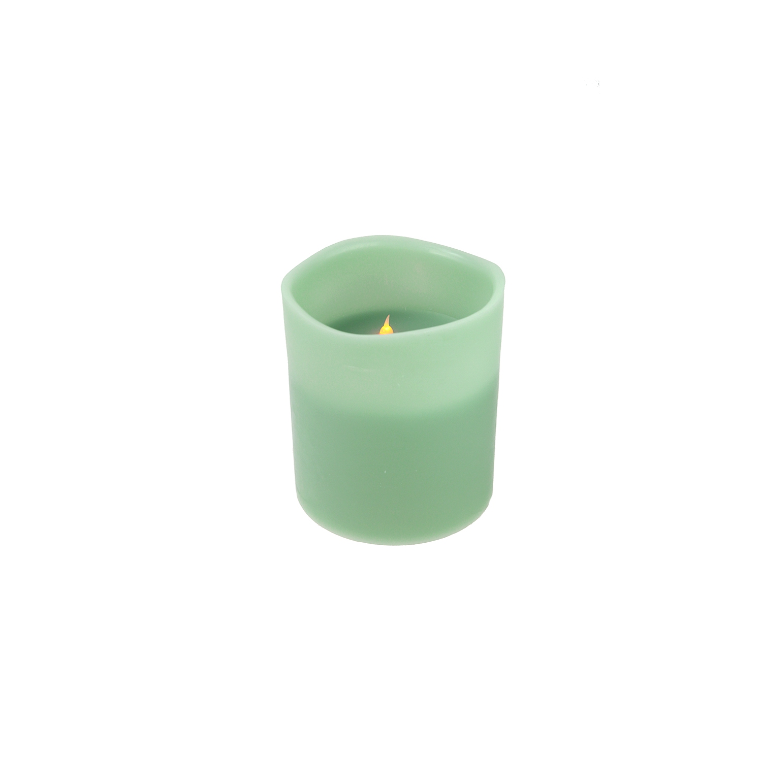 8" Sage Green Battery Operated Flameless LED Lighted 3-Wick Flickering Wax Christmas Pillar Candle
