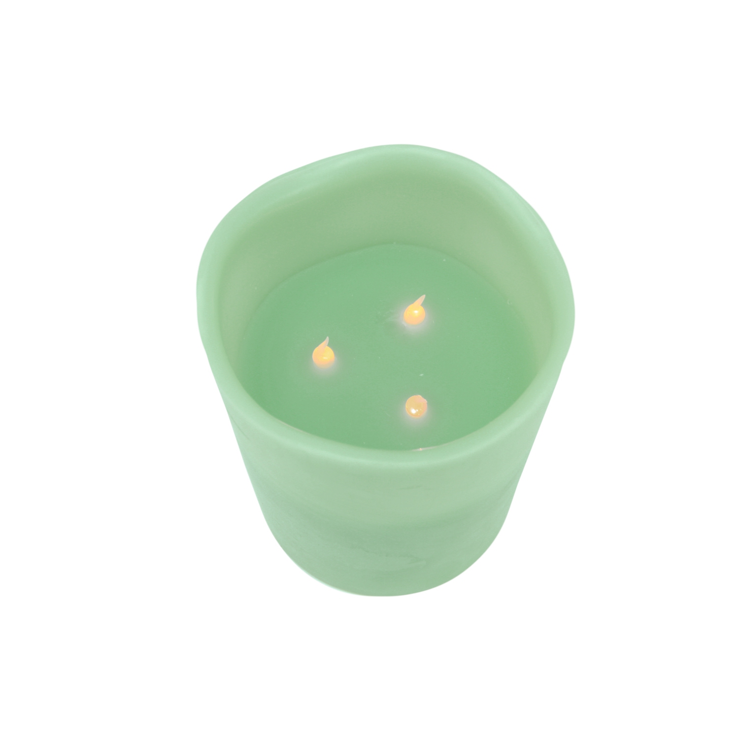 Bougie pilier de Noël sans flamme DEL vert sauge à piles de 8 po, 3 mèches scintillantes, cire scintillante