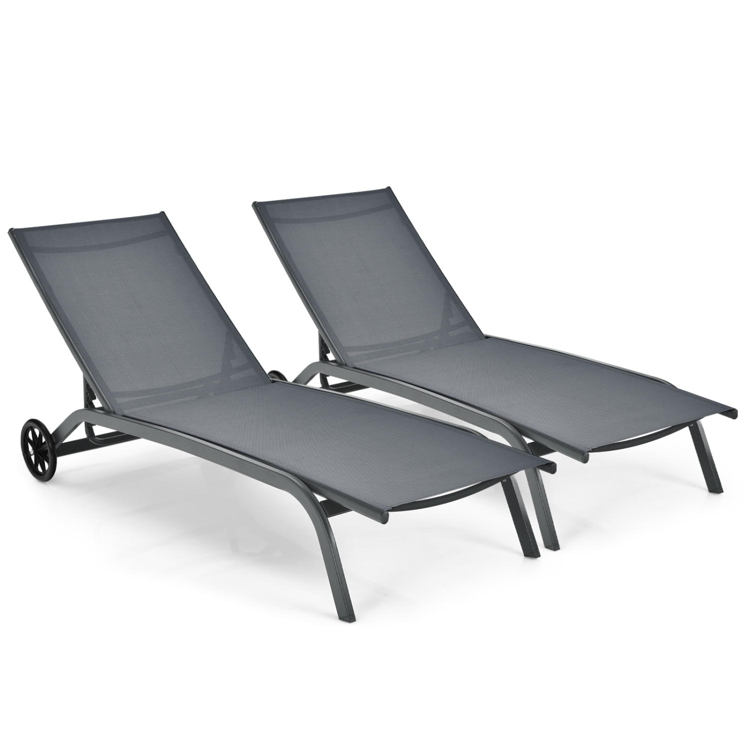 Costway Outdoor Adjustable Chaise Lounge Patio 6-Position Recliner with Wheels