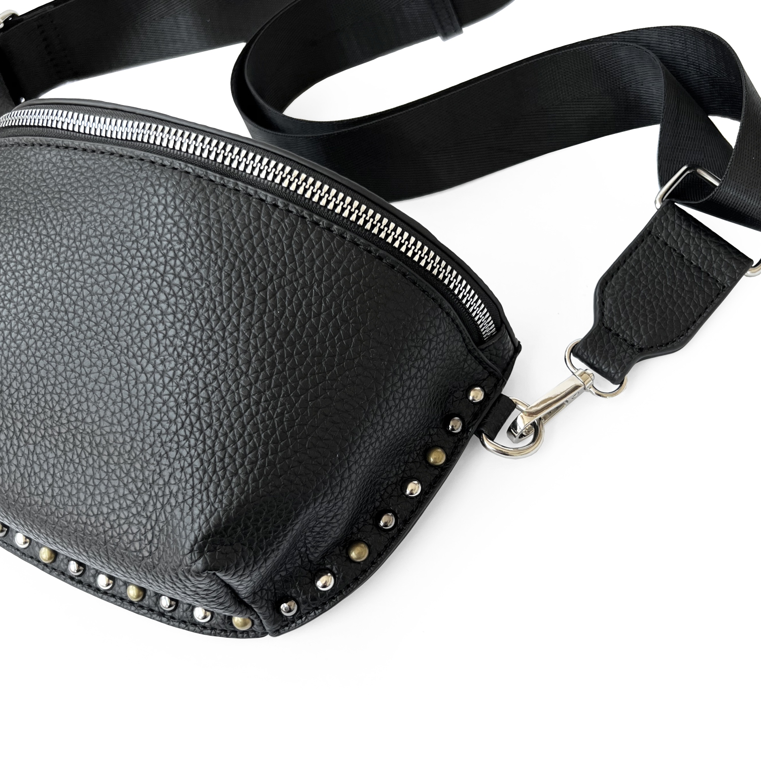 Club Rochelier Pebble PU Shoulder Bag w/ Studs