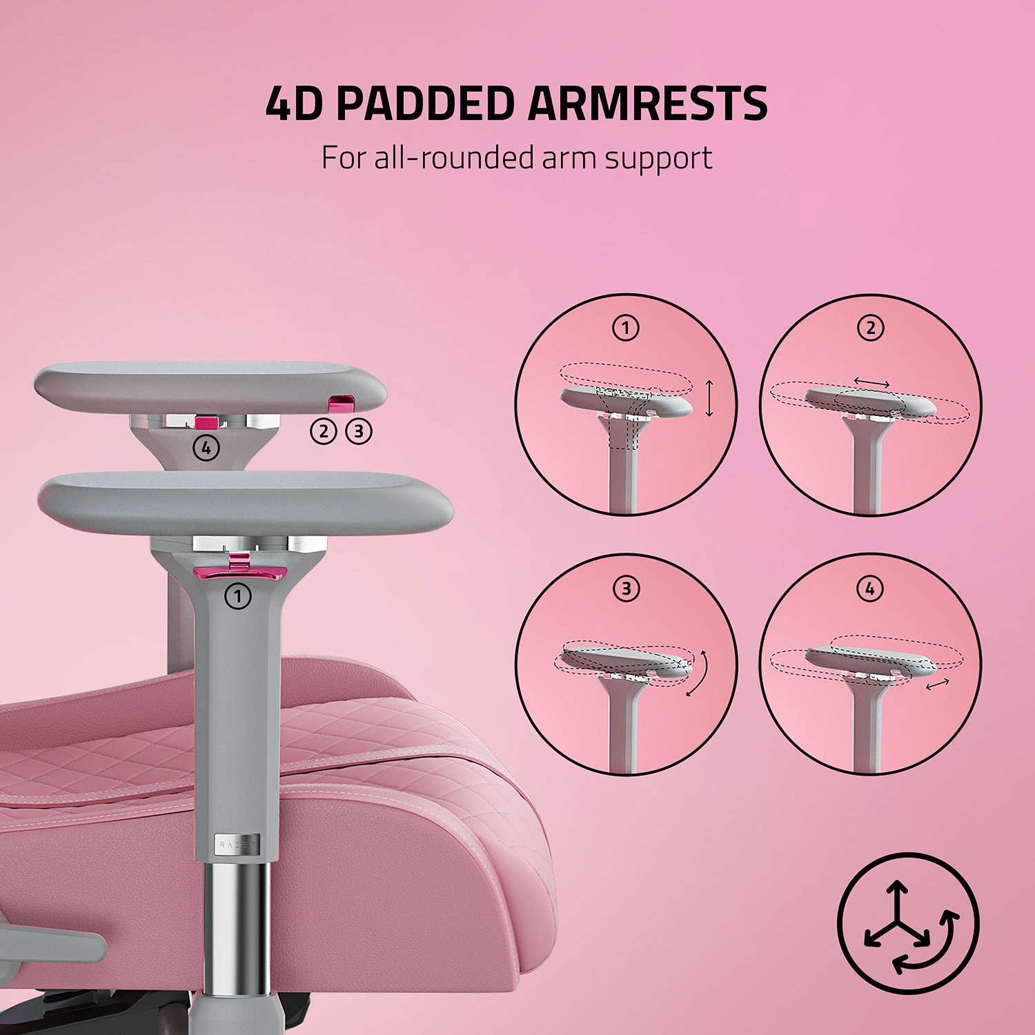 Fauteuil de jeu ergonomique en similicuir Enki de Razer - quartz