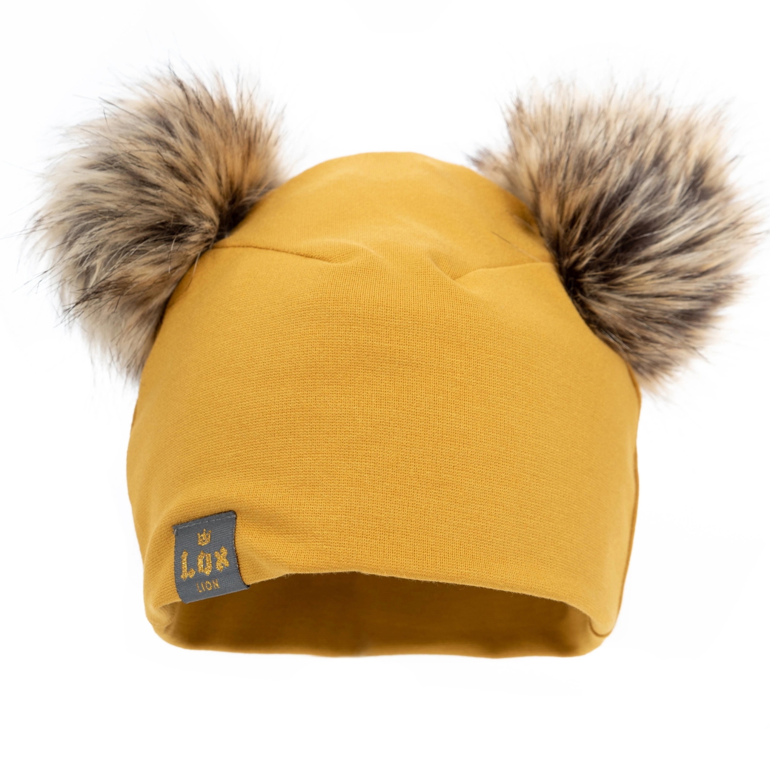 Lox Lion Double Pom Pom Bamboo Beanie - Mustard