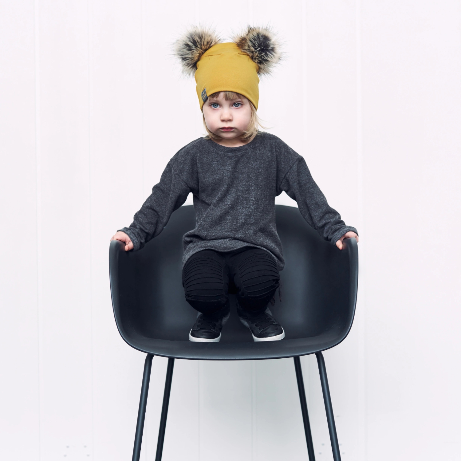 Lox Lion Double Pom Pom Bamboo Beanie - Mustard