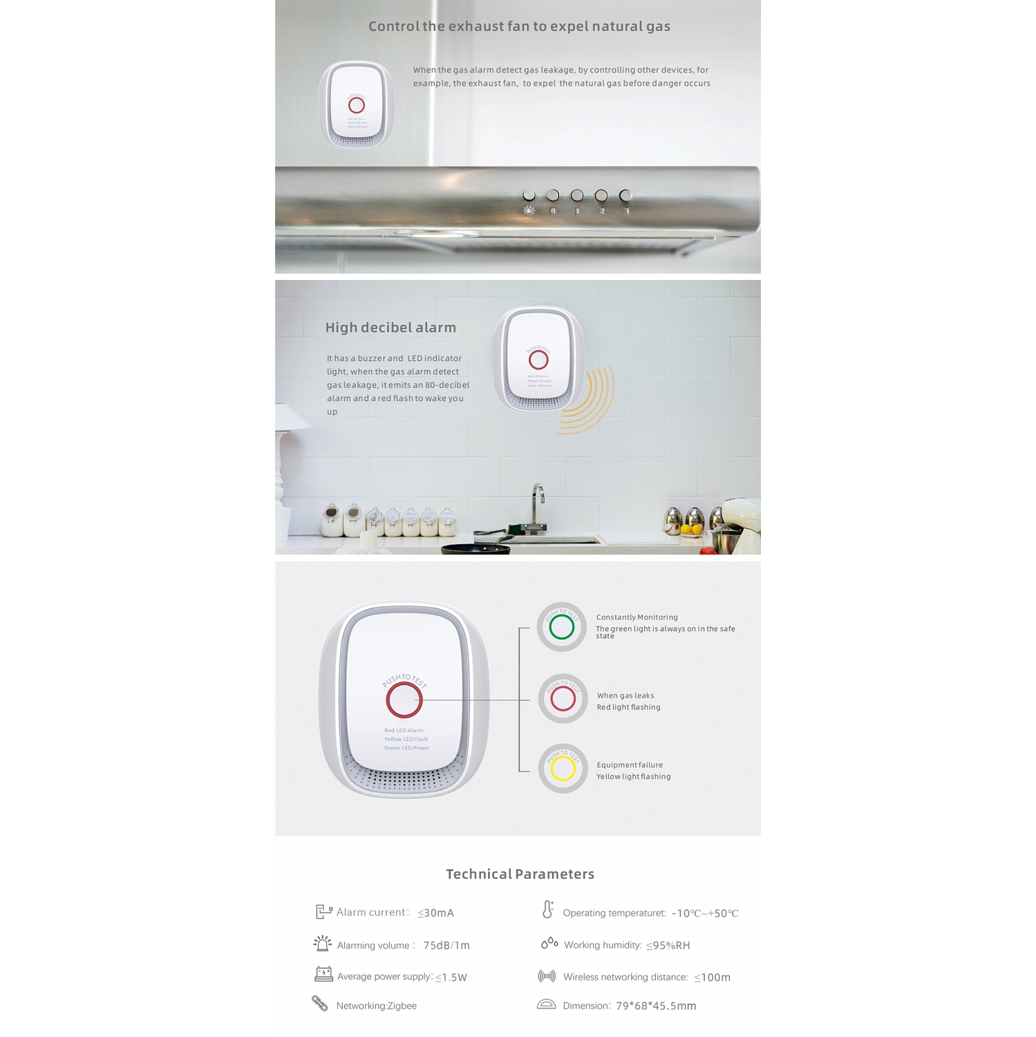 Détecteur de gaz intelligent GU ZigBee