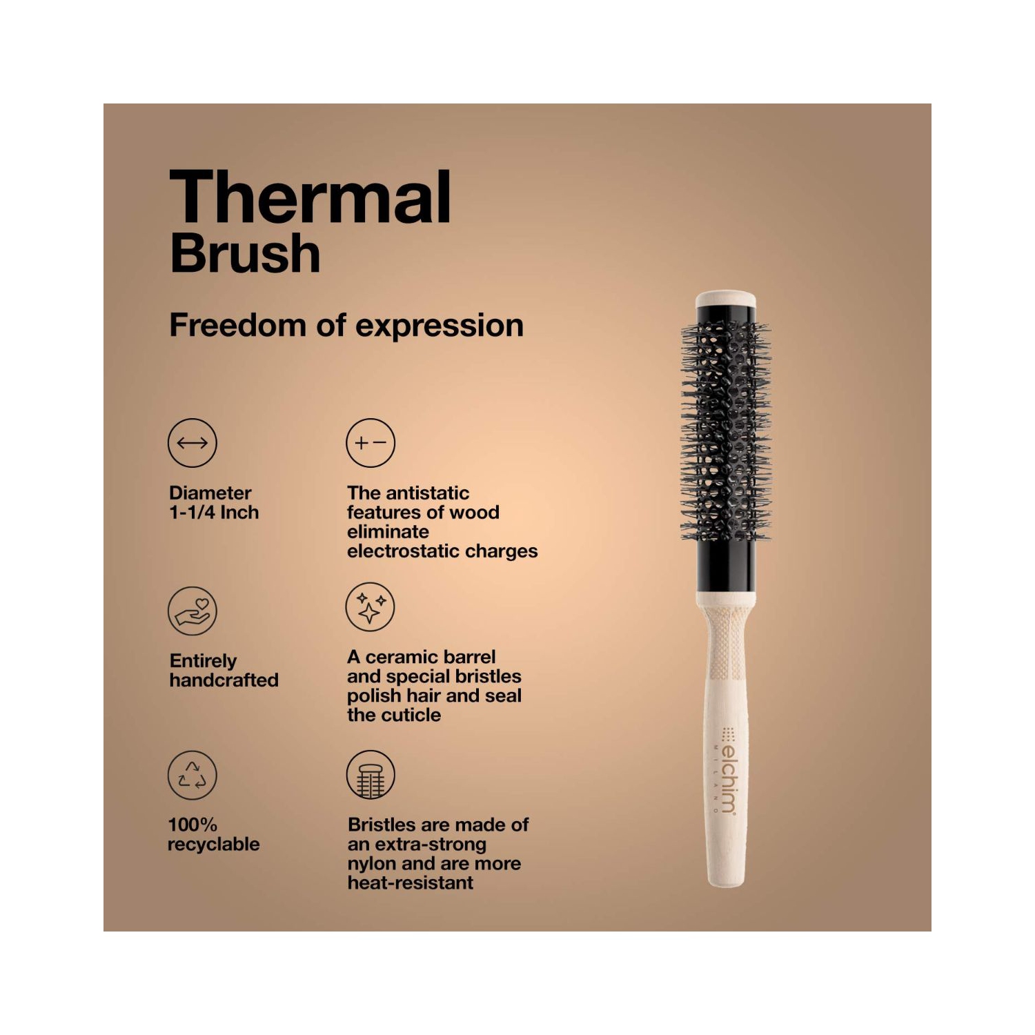 Brosse à cheveux ronde thermique Elchim, 1.25 po
