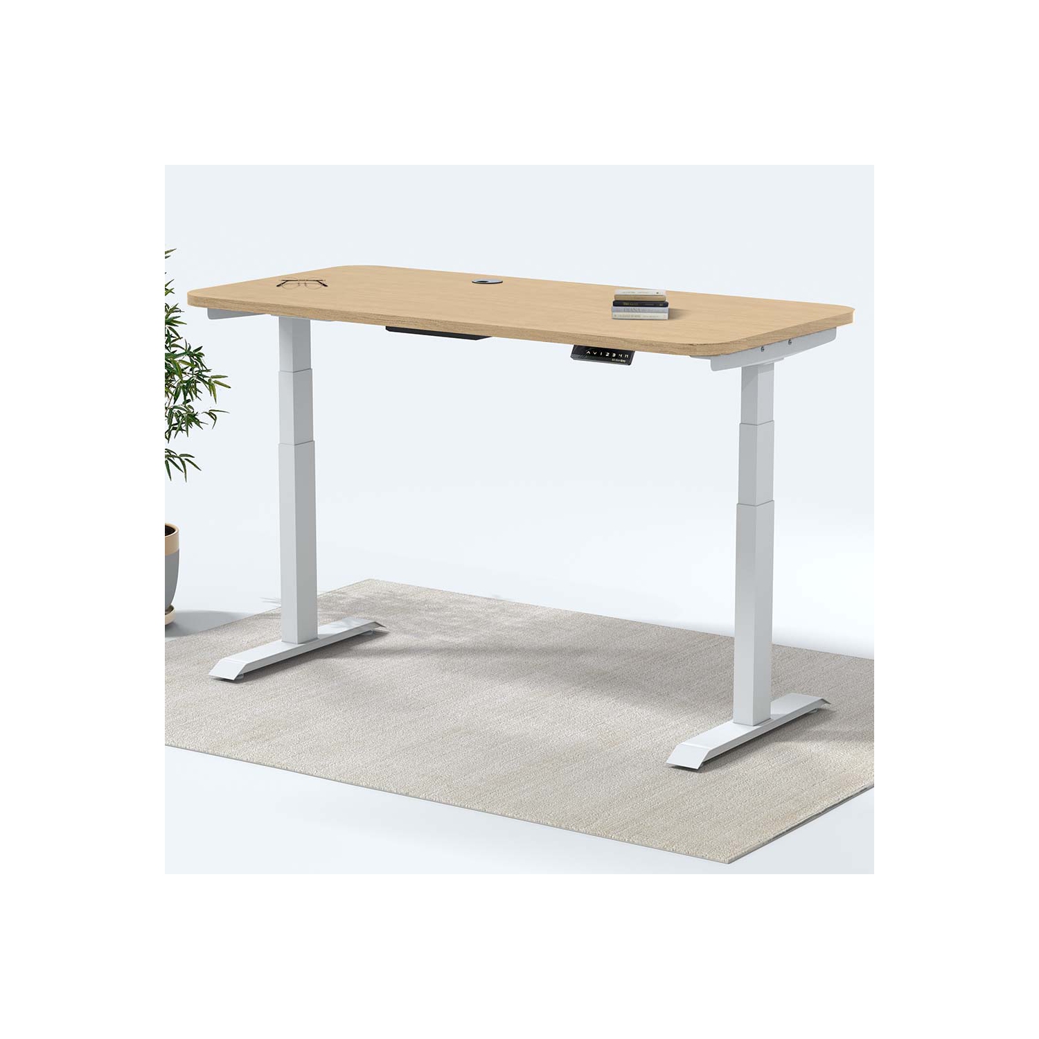 Deux moteurs électriques allemands ajustables hauteur MotionGrey, table à domicile, bureau debout, cadre blanc, table