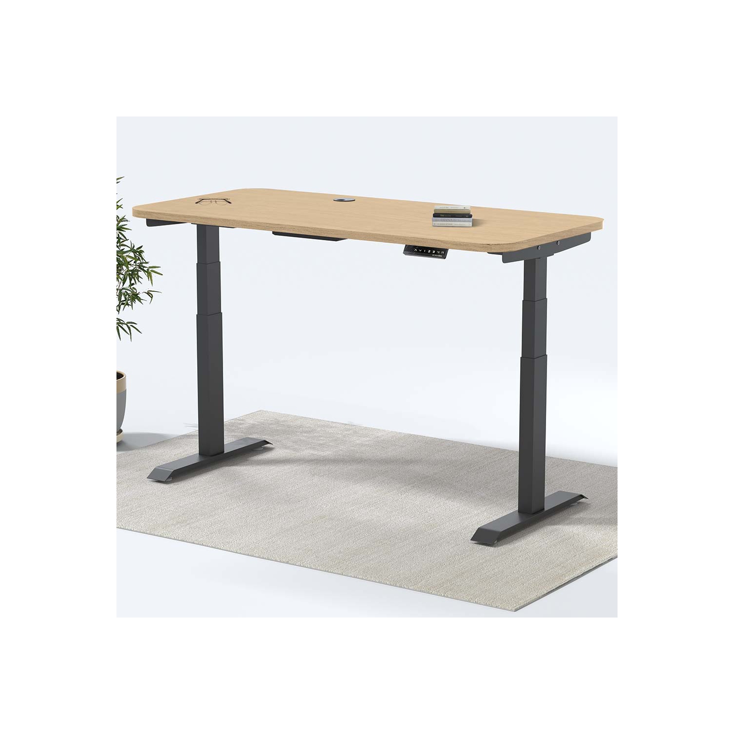 MotionGrey – Table d’ordinateur à deux moteurs électrique à hauteur réglable, bureau debout, cadre noir, table