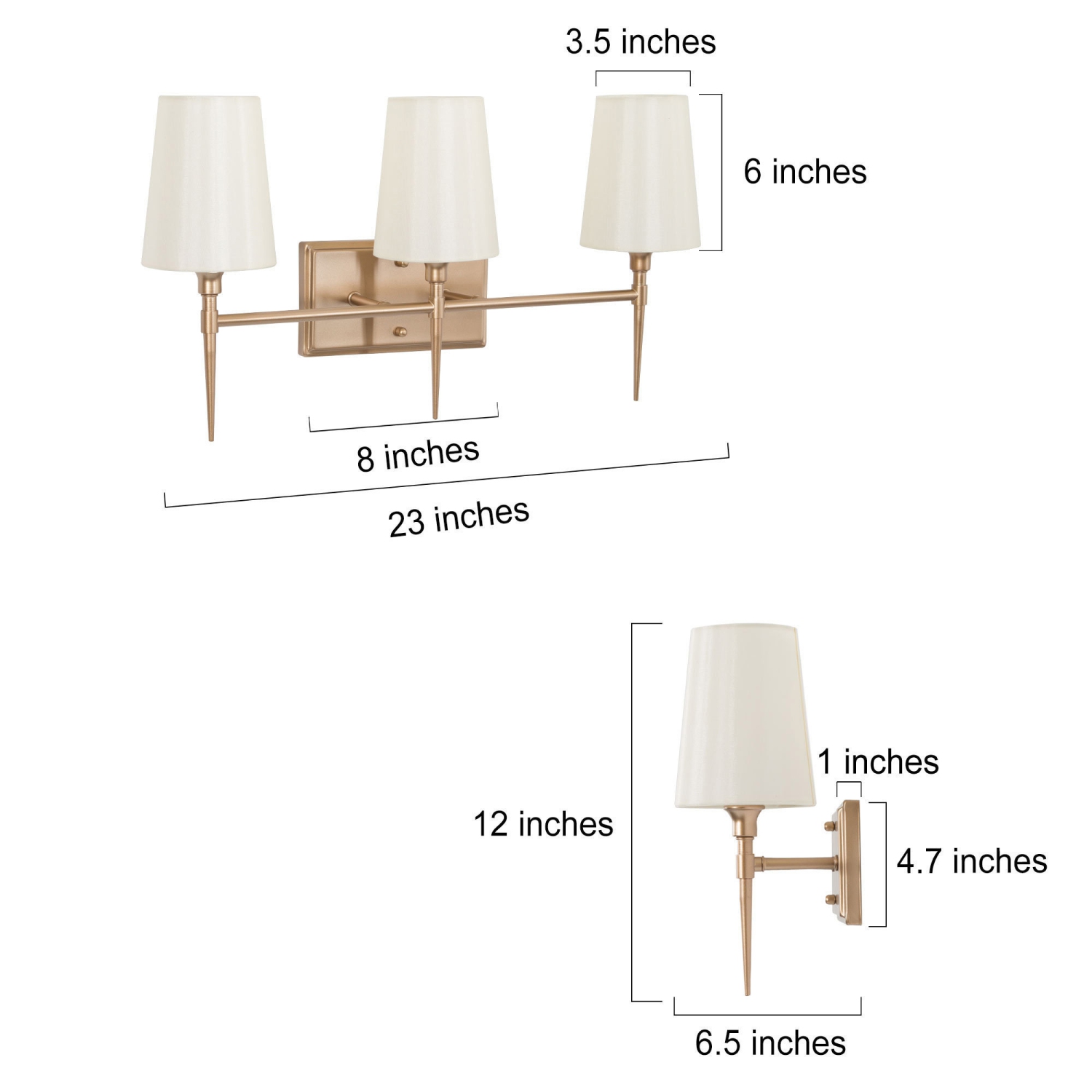 Modern 3-Light Fabric Dark Gold Vanity Light