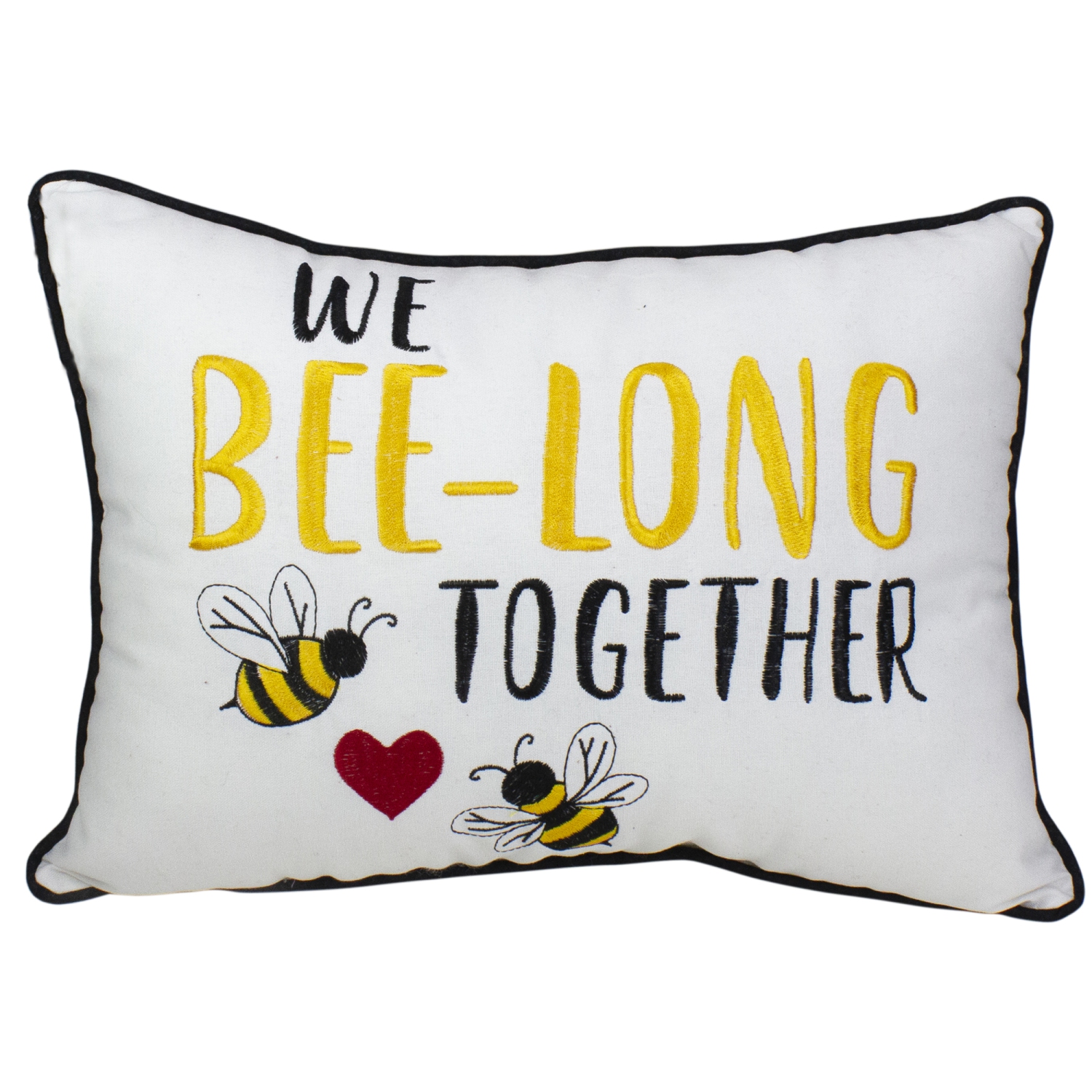 16" Black and White 'We Bee-Long Together' Spring Throw Pillow