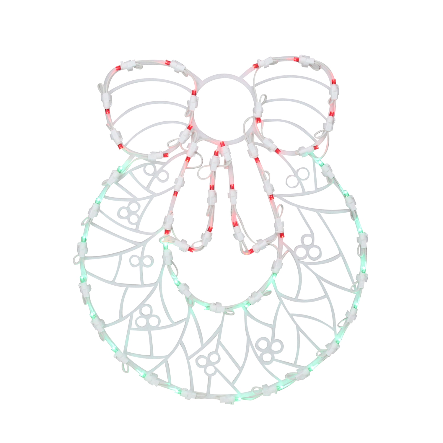 Couronne de Noël lumineuse à DEL rouge et vert avec silhouette de fenêtre de 16 po