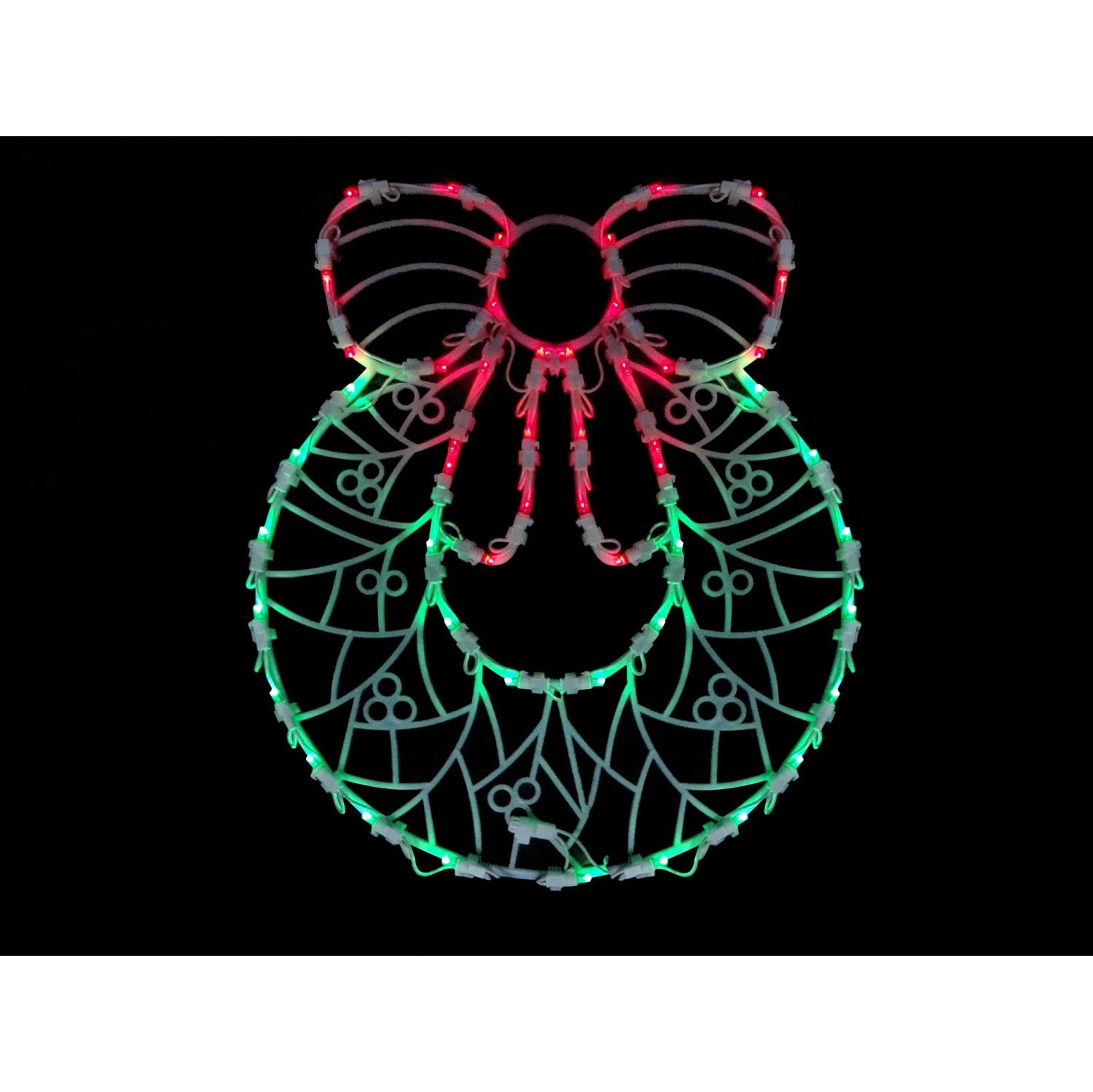 Couronne de Noël lumineuse à DEL rouge et vert avec silhouette de fenêtre de 16 po