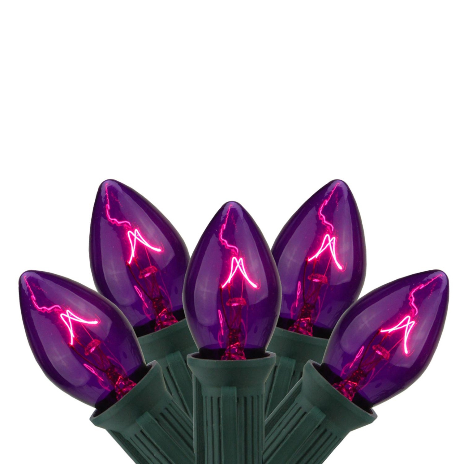 Ensemble de lumières de Noël transparentes C7, 25 unités, fil vert, 24 pi