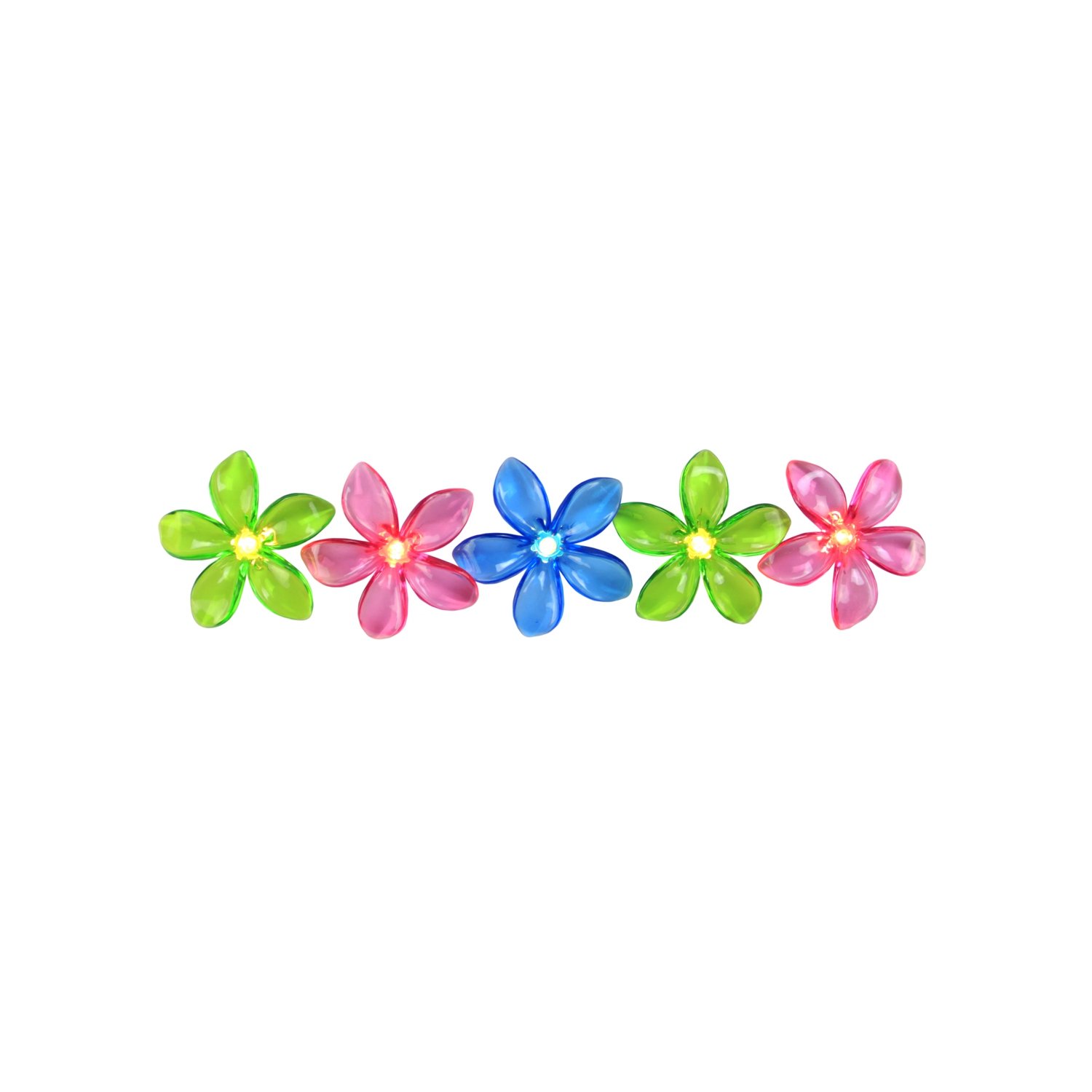Set of 10 Pink, Blue and Green Flower Patio and Garden Novelty Lights 2.5