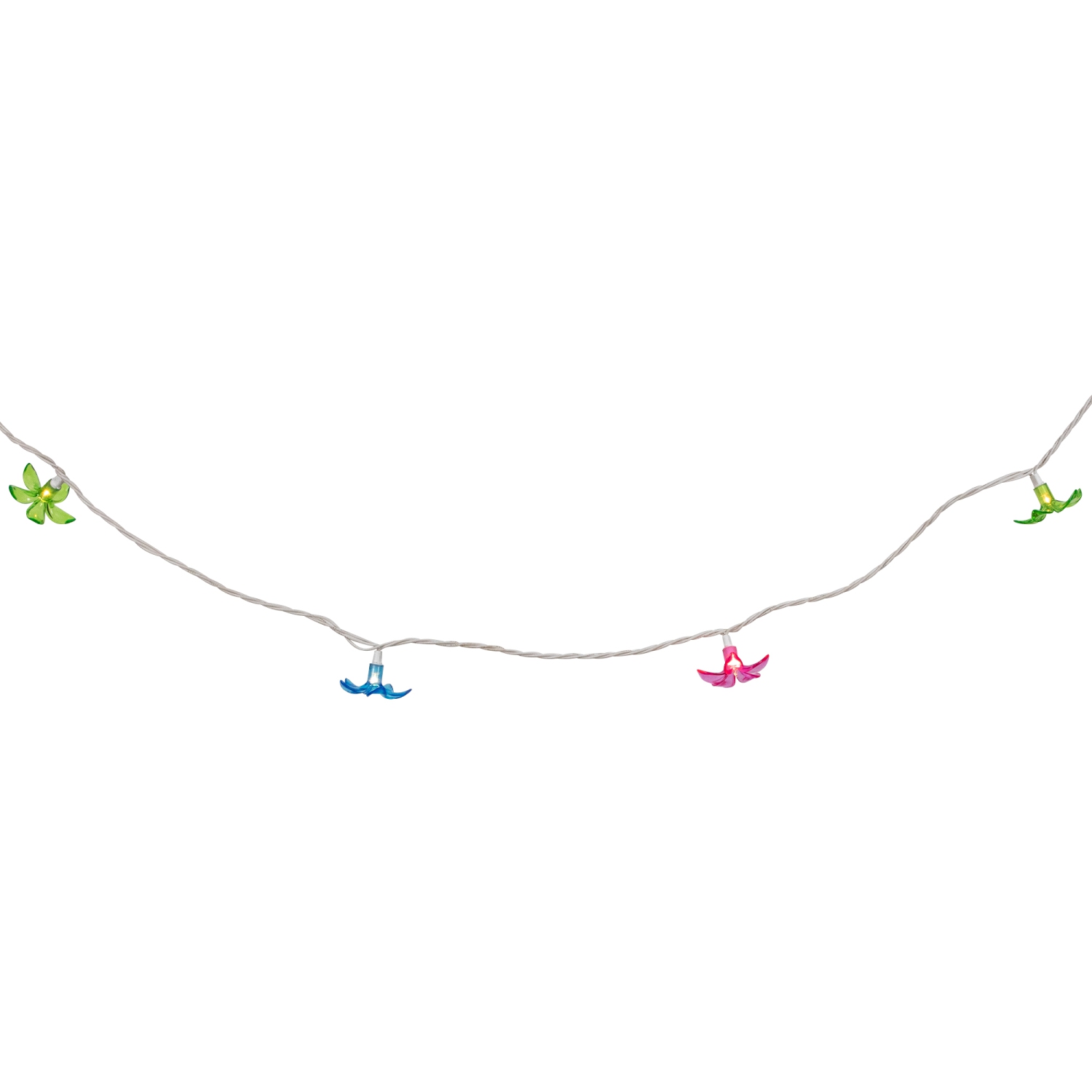 Set of 10 Pink, Blue and Green Flower Patio and Garden Novelty Lights 2.5