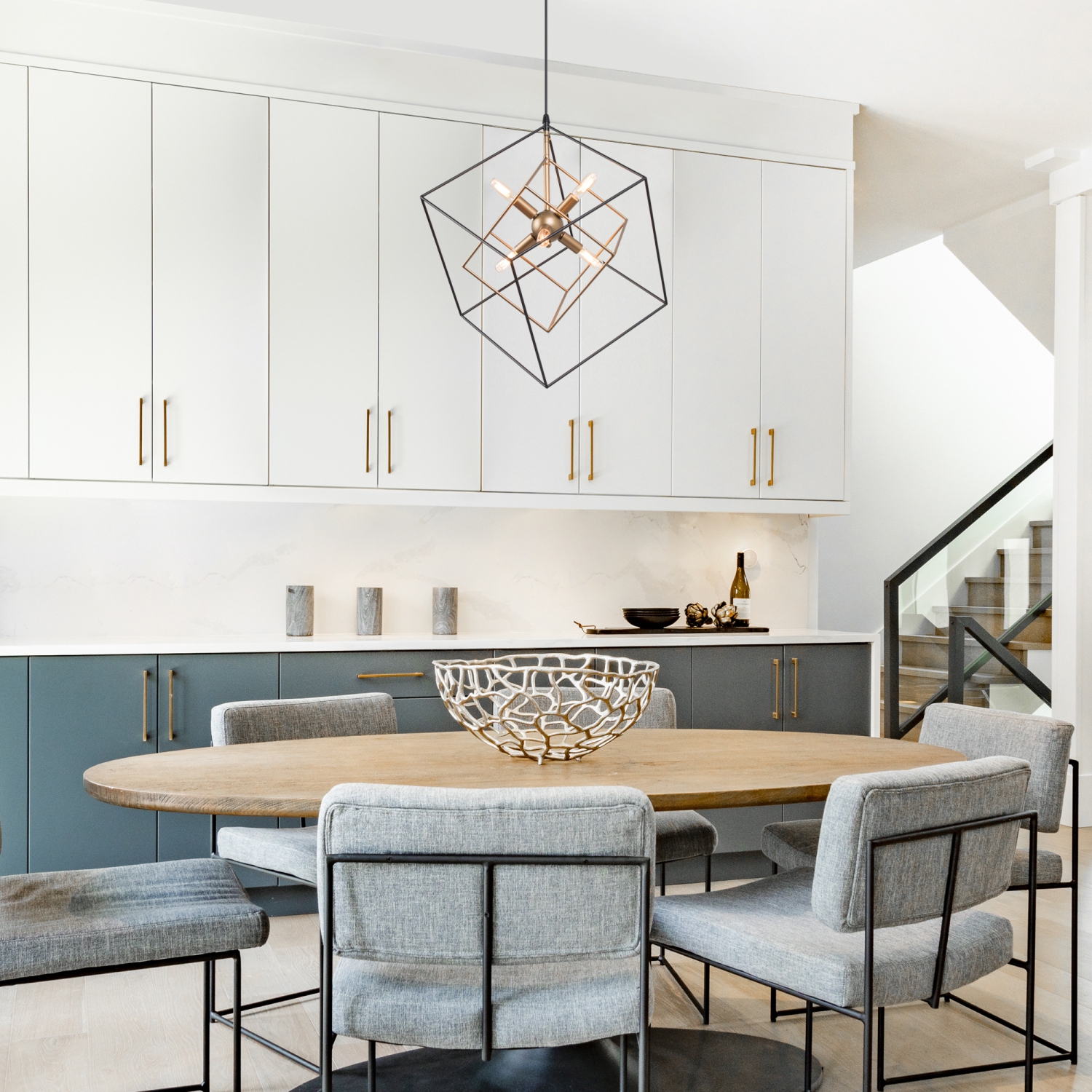 Modern 6-Light Geometric Chandelier