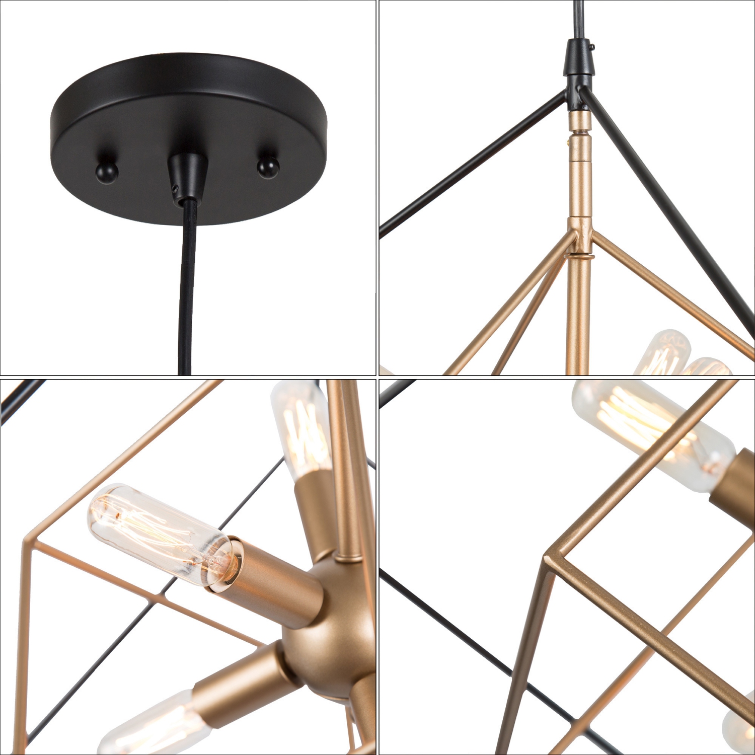 Modern 6-Light Geometric Chandelier