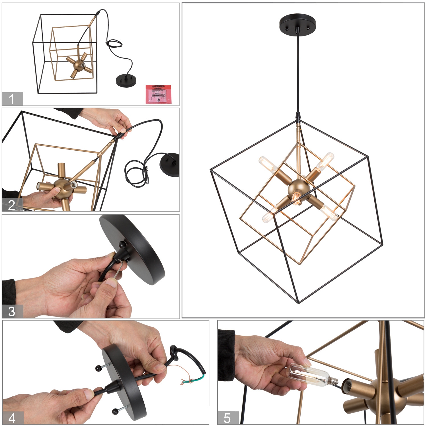 Modern 6-Light Geometric Chandelier